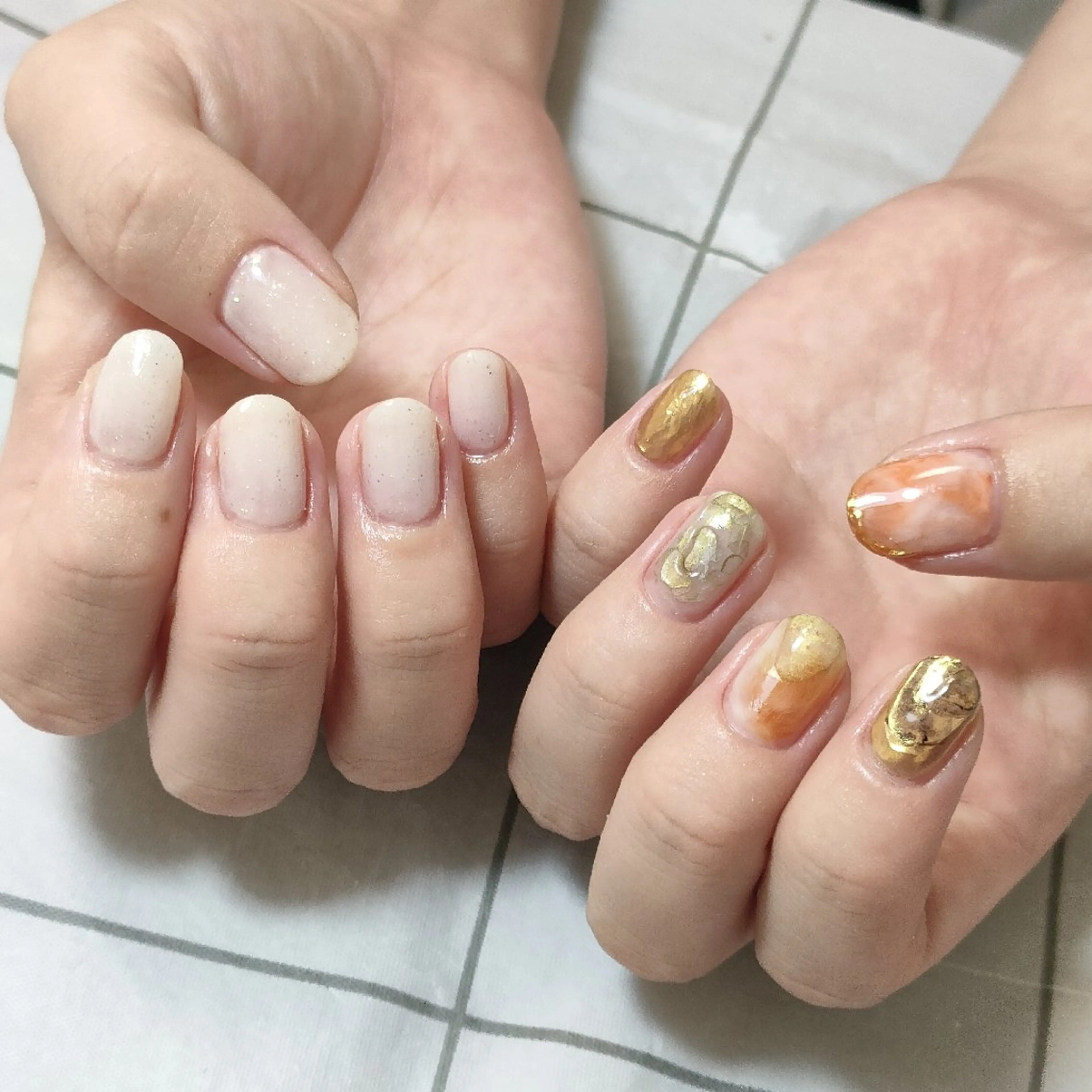 ネイル ニュアンスネイル オレンジ oir. nailsalonのネイルデザイン