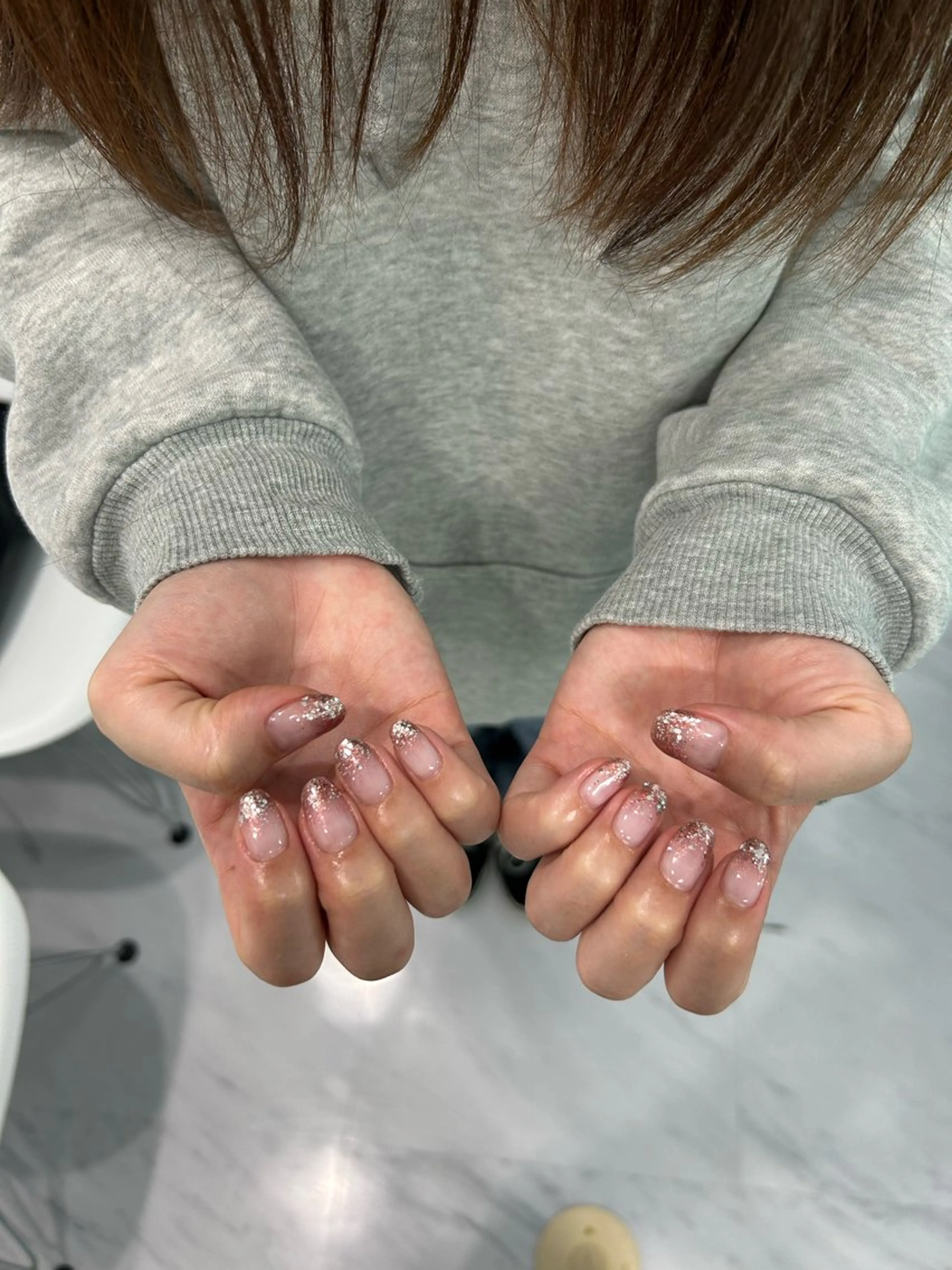 ネイル ラメ(グリッター) ラメグラデーション ピンク 加藤 楓子のネイルデザイン