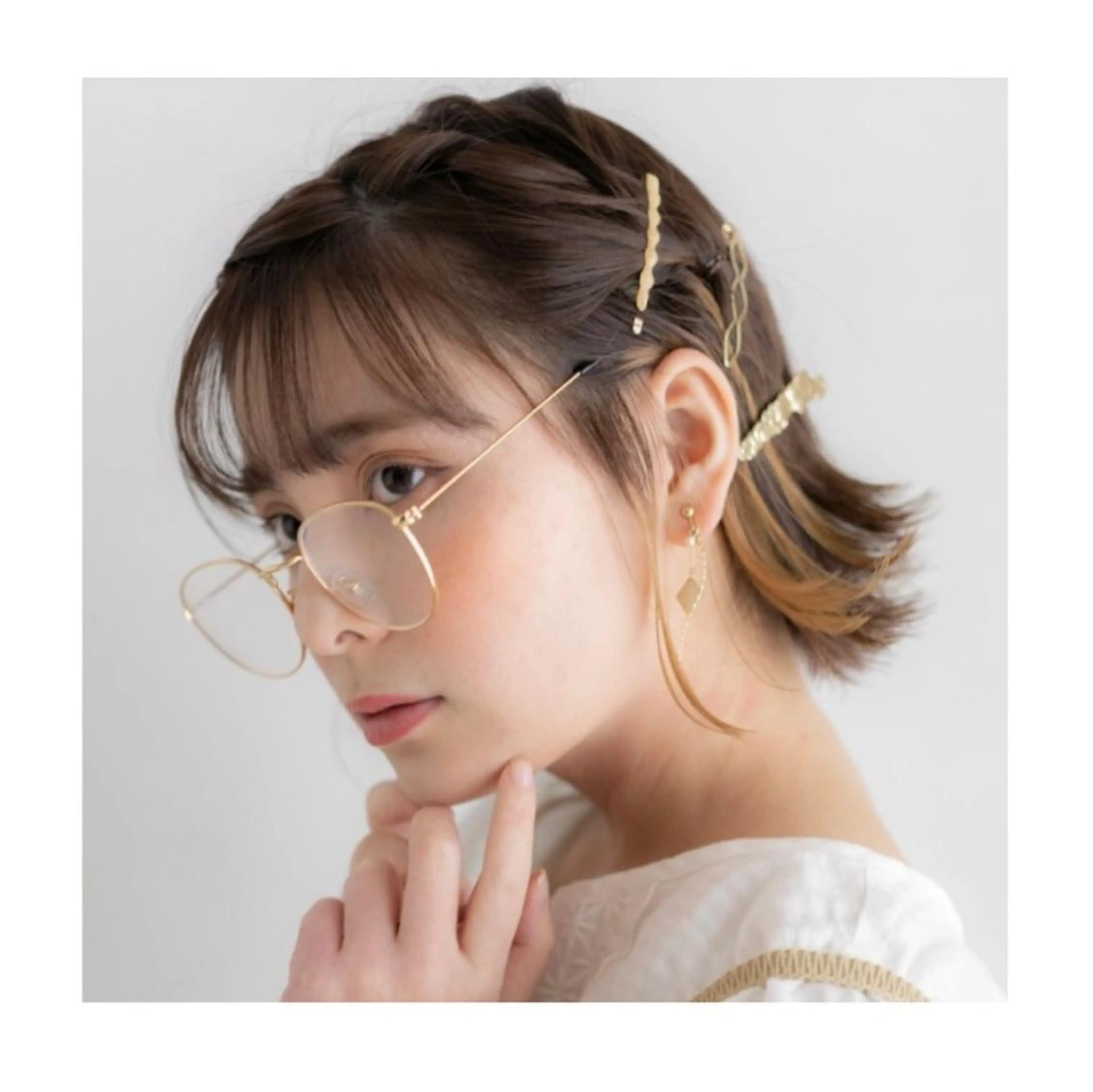 ミディアム カラー イヤリングカラー オレンジ ヘアカラー ❁⃘ ち だ り さ ❁⃘のヘアスタイル