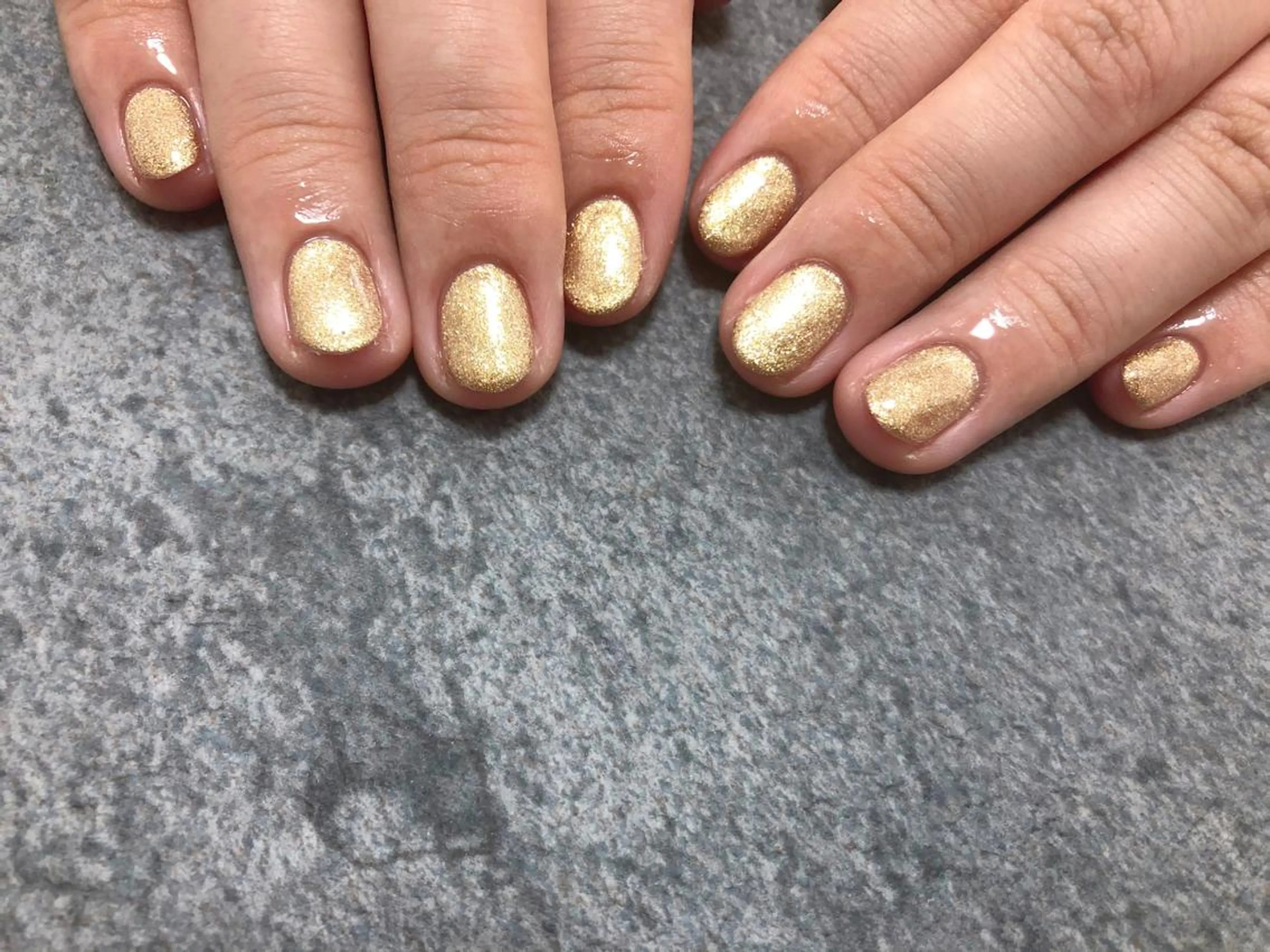 ネイル ゴールド ラメ(グリッター) ワンカラーネイル ハンドネイル Mogu nail 二子玉川のネイルデザイン