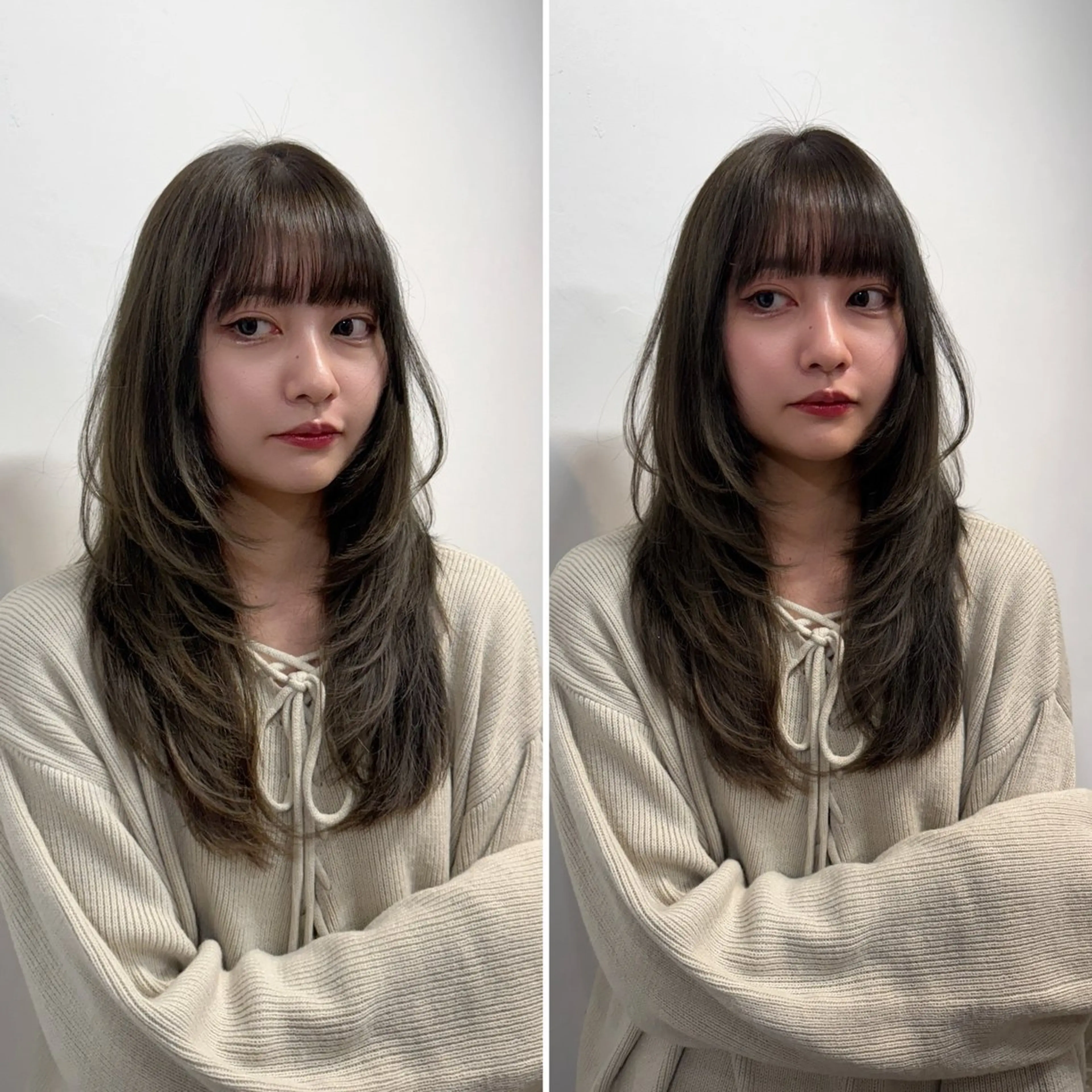 ロング カラー ハッシュカット ハイレイヤー レイヤーカット カット 【韓国レイヤー特化 ハッシュカット】のヘアスタイル