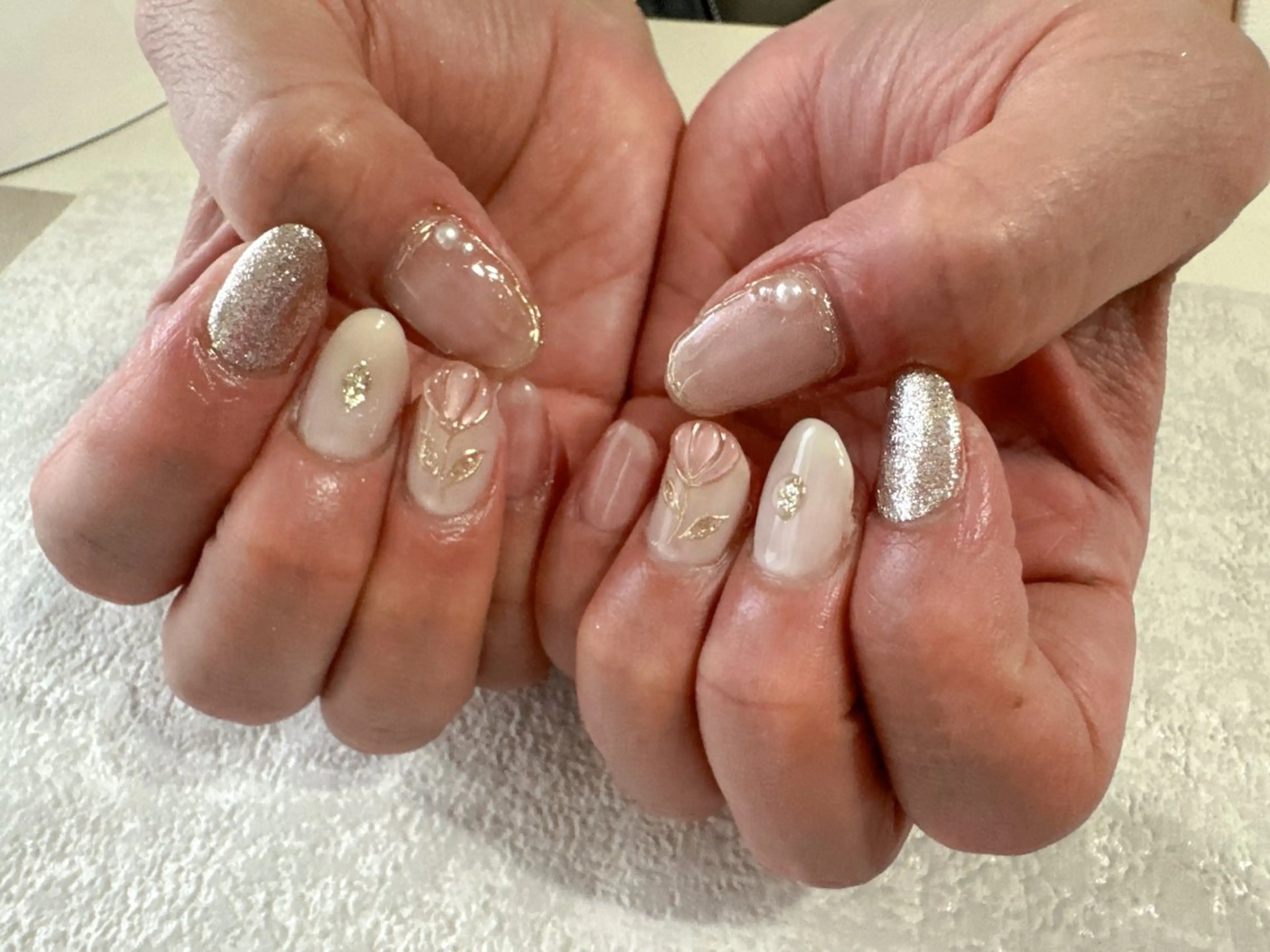 ネイル オーロラネイル フットネイル フレンチネイル ジェルネイル 韓国ネイル kikinail 溝の口のネイルデザイン