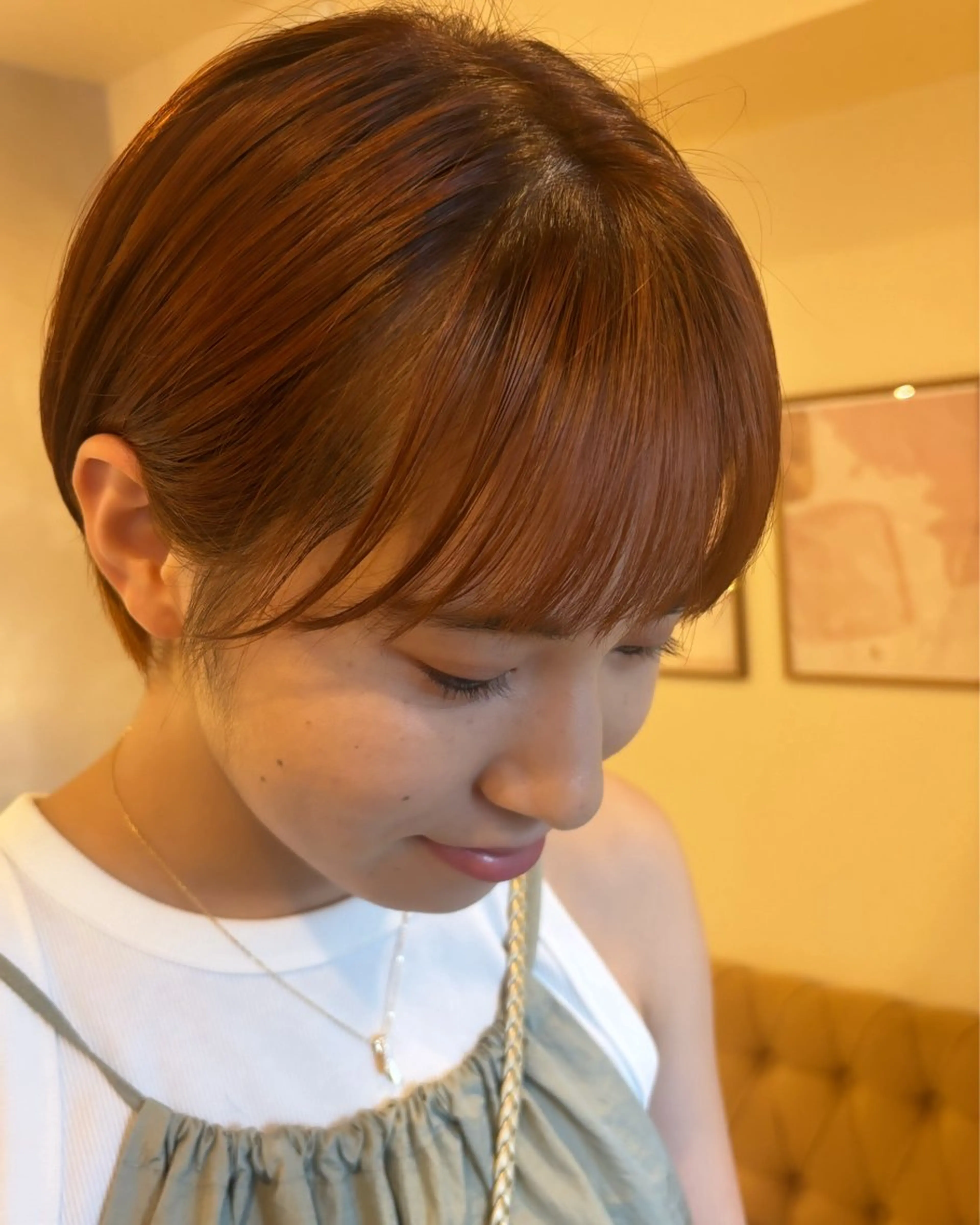 ショート カラー ヘアカラー トリートメント ミルクティ/ピンク/ レイヤー/yuriaのヘアスタイル