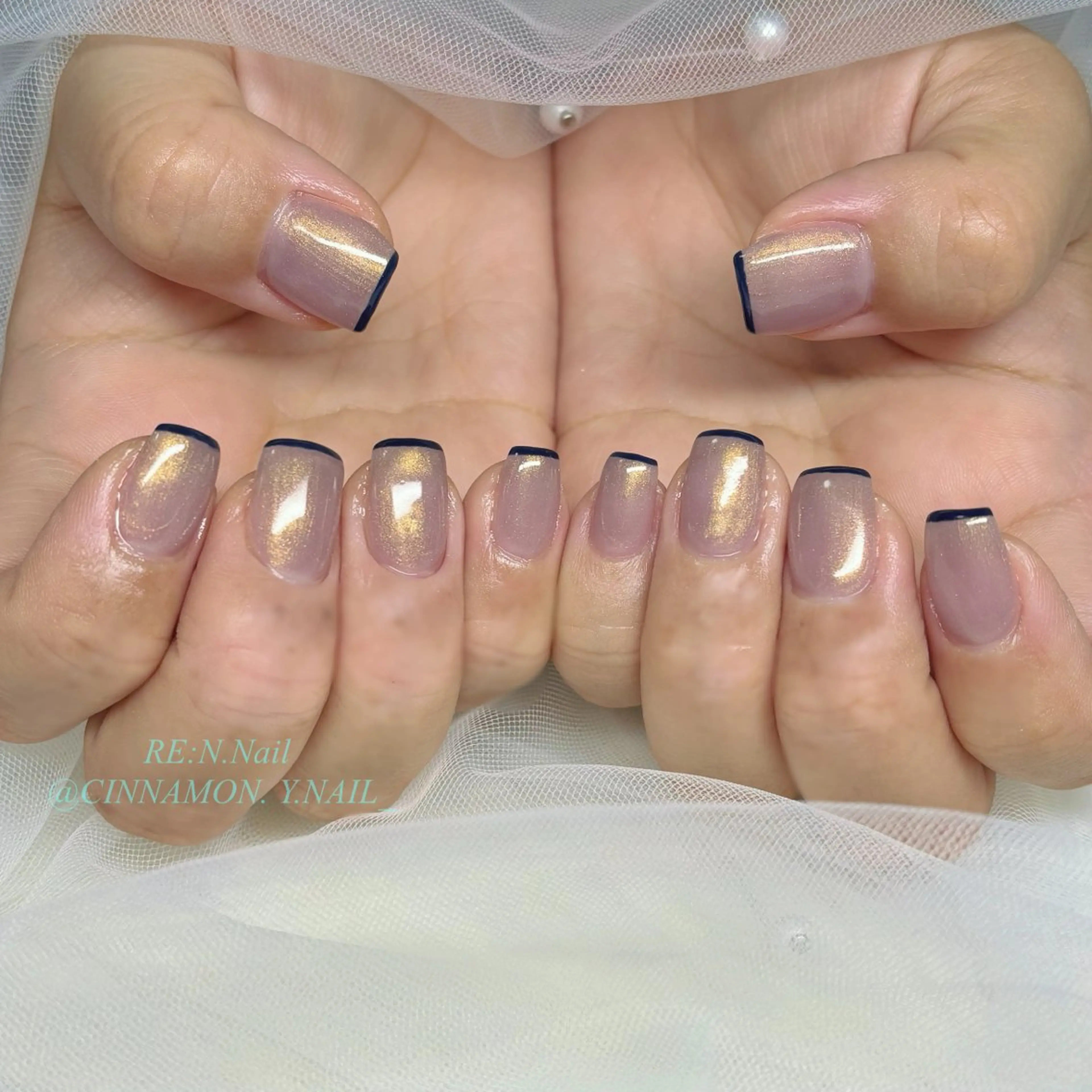 ネイル フレンチネイル ハンドネイル Yuna🩵 RE:N.Nailのネイルデザイン