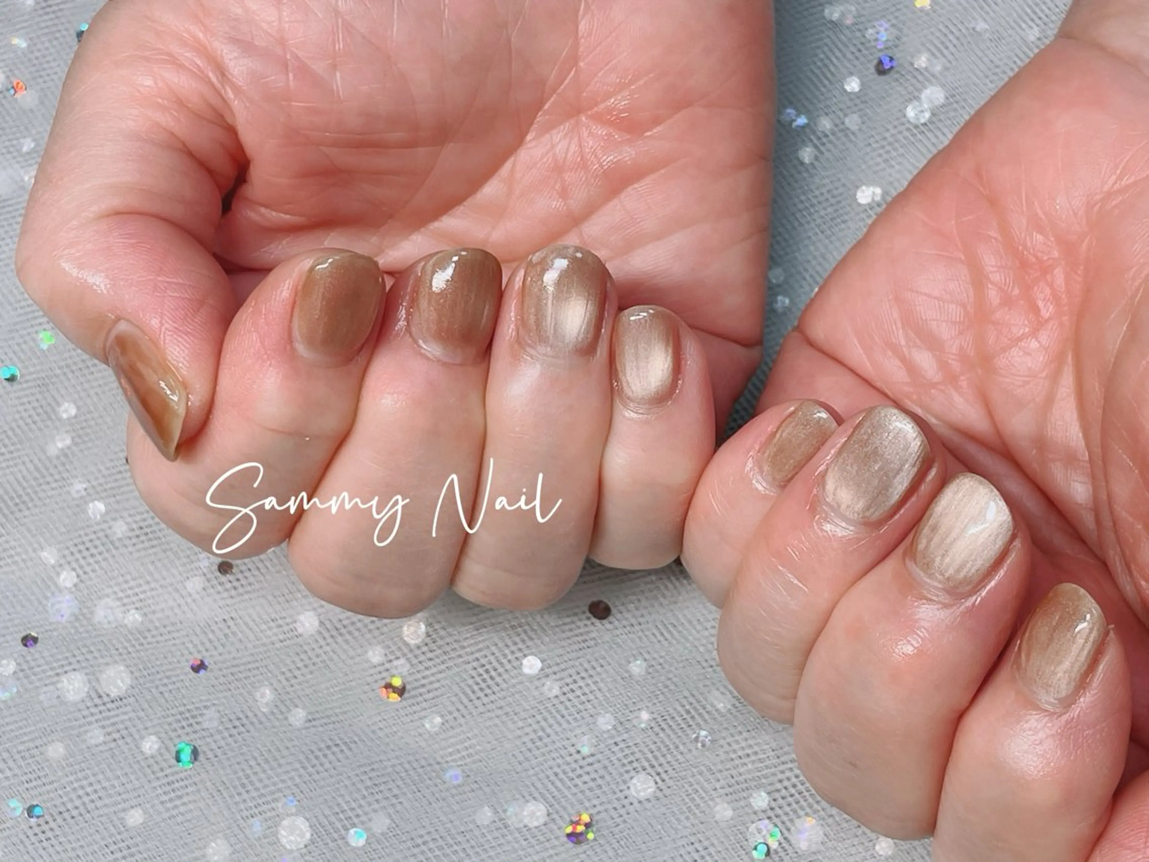 ネイル ブラウン マグネットネイル ハンドネイル Sammy Nailのネイルデザイン