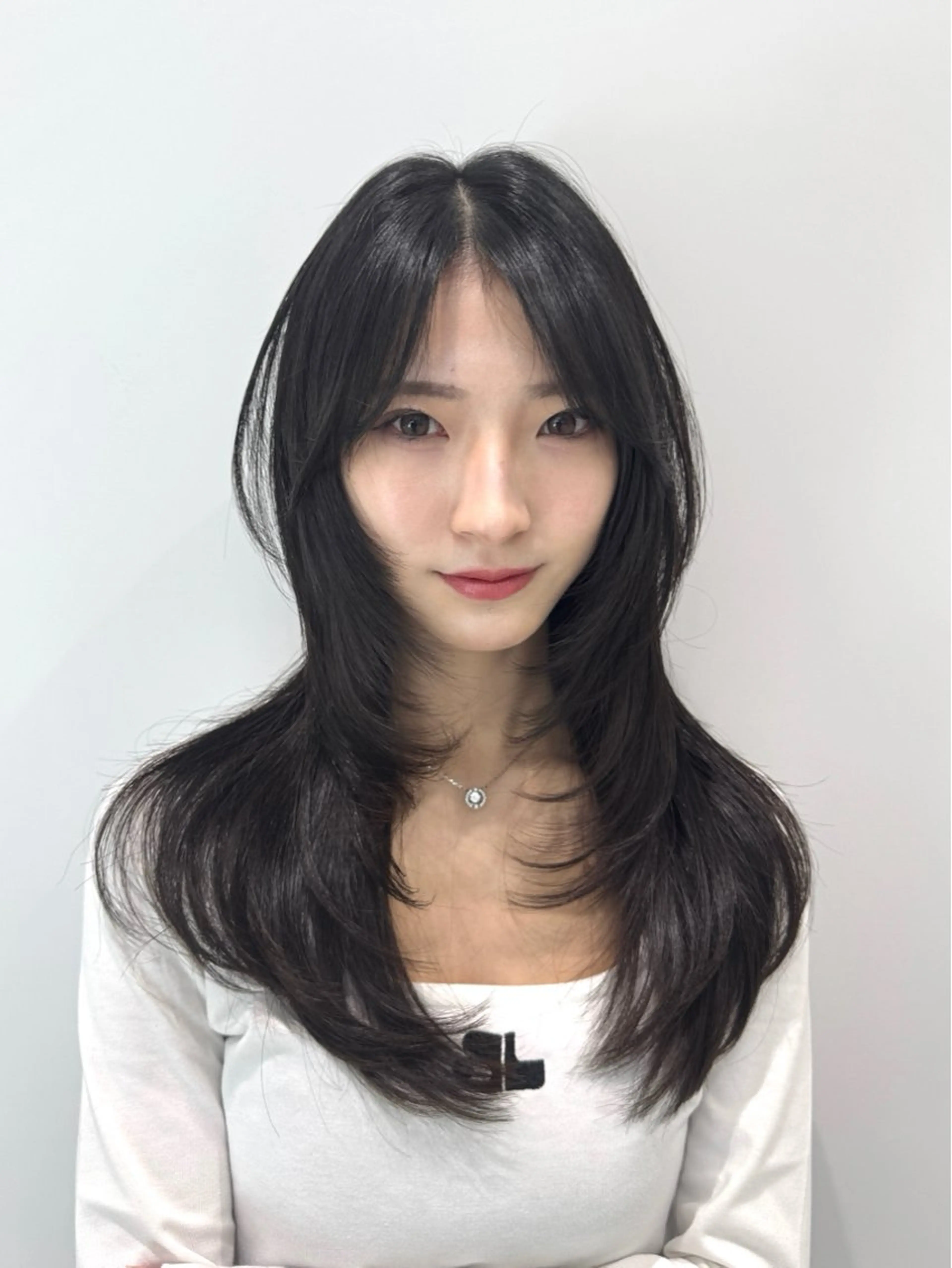 セミロング ダウンパーマ/韓国 ヘア/ブリーチ/桑本のヘアスタイル