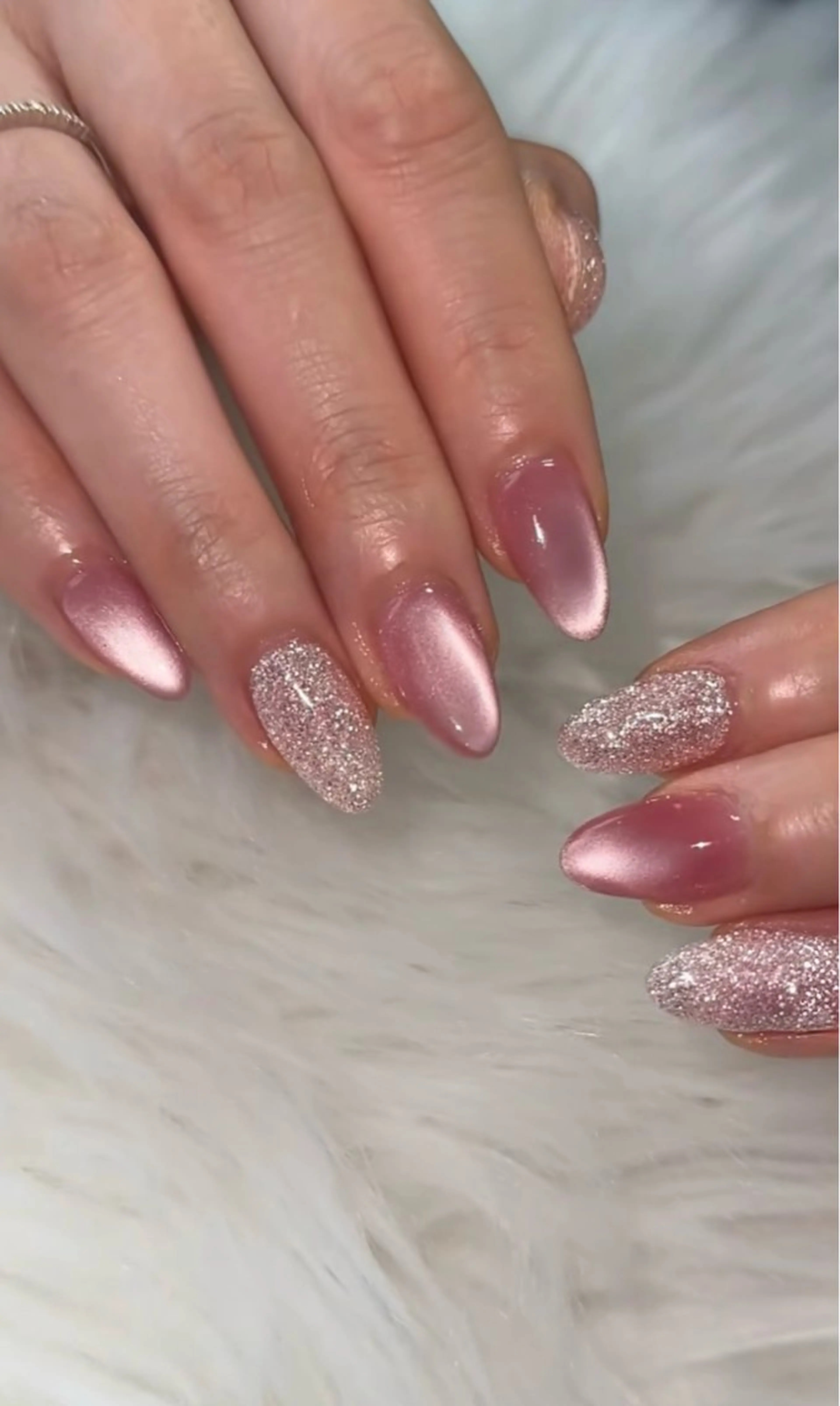 ネイル フレンチネイル ジェルネイル ガラスフレンチ グラデーション マグネットネイル クイーンズネイル銀座所属・Queeens nailのネイルデザイン