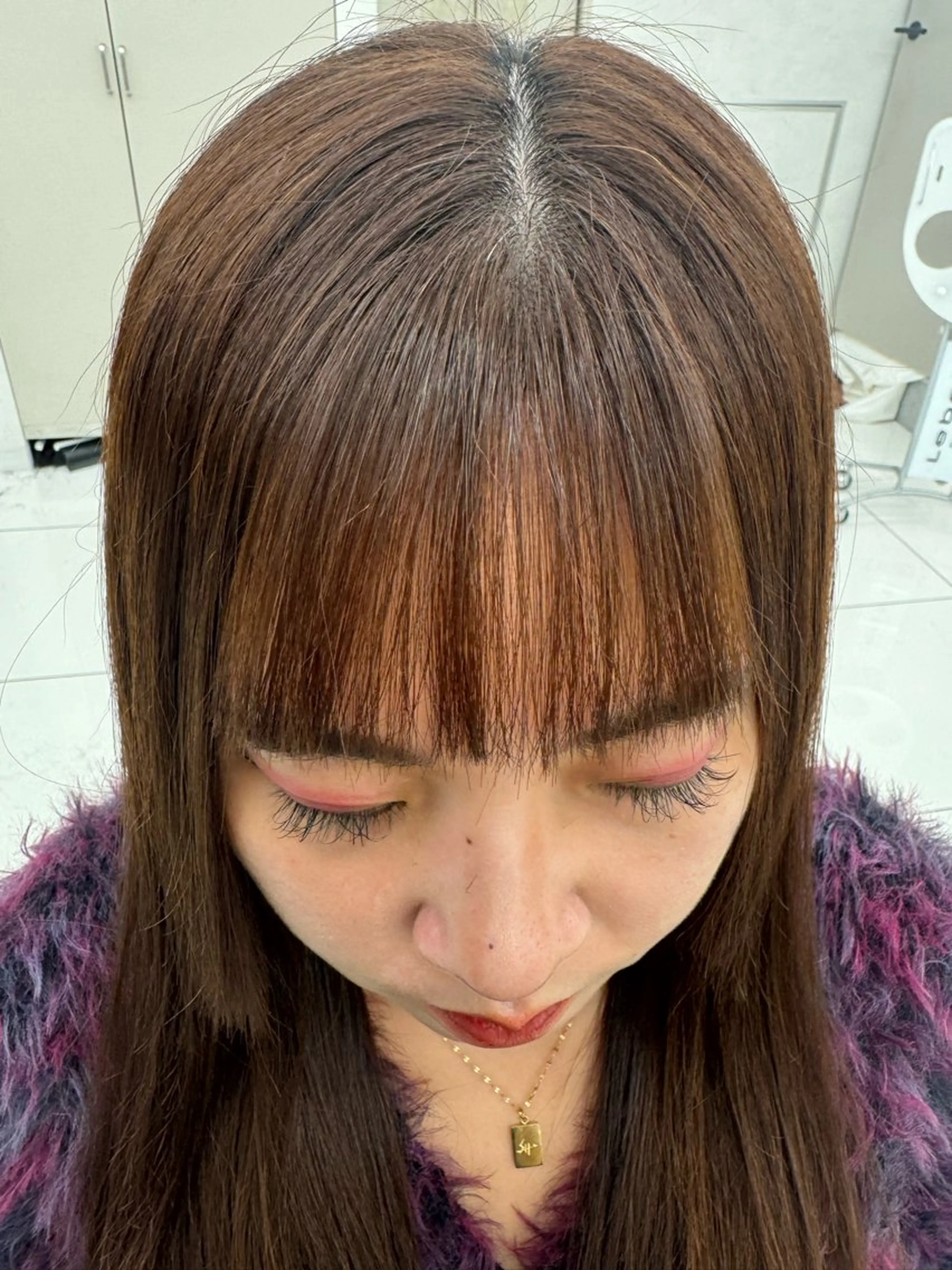 パーマ 縮毛矯正 顔まわりカット/ カラー/西野和裕のヘアスタイル