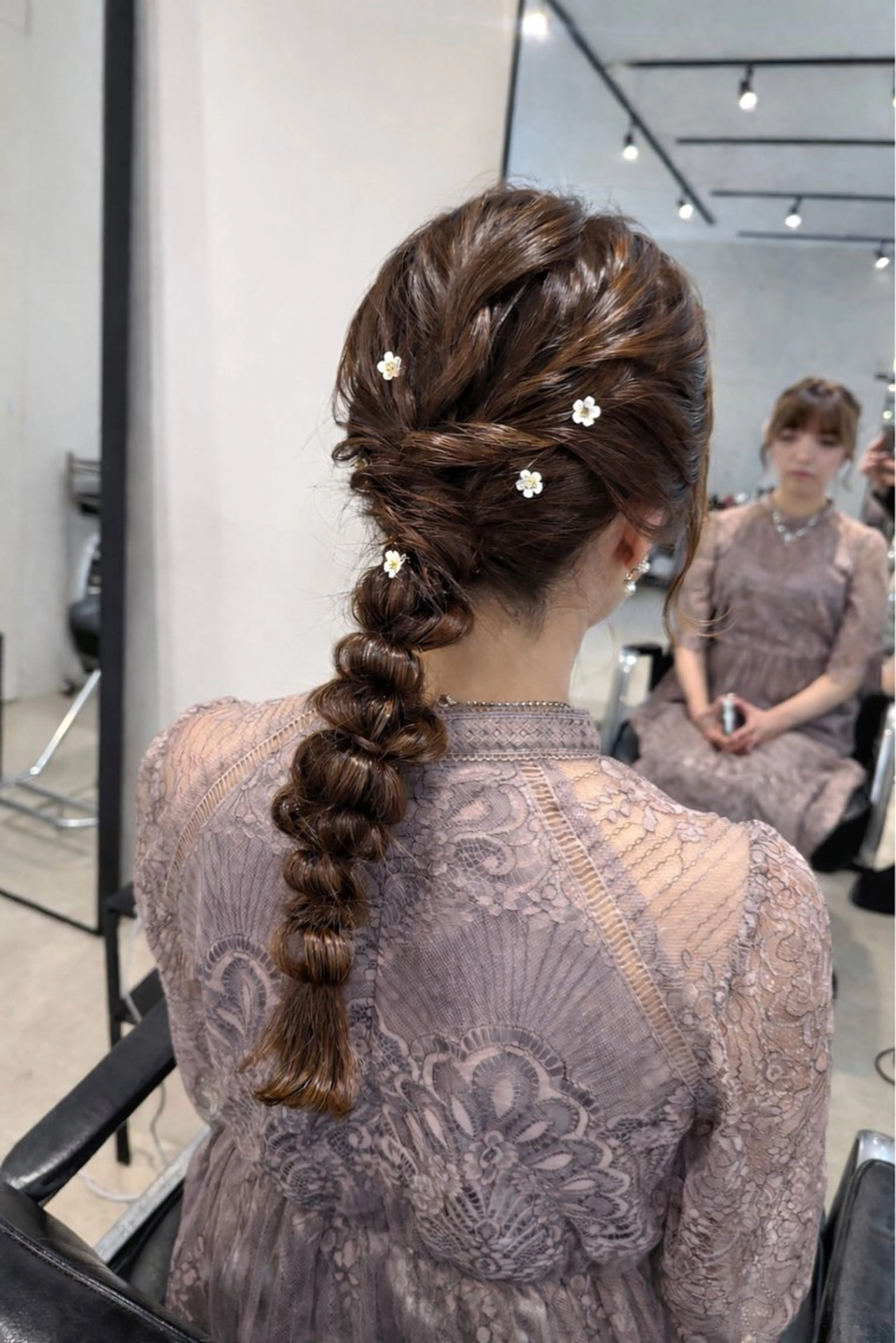 ロング カラー パーマ ヘアアレンジ ヘアセット 透明感/オリーブ/ グレージュ/YUKAのヘアスタイル