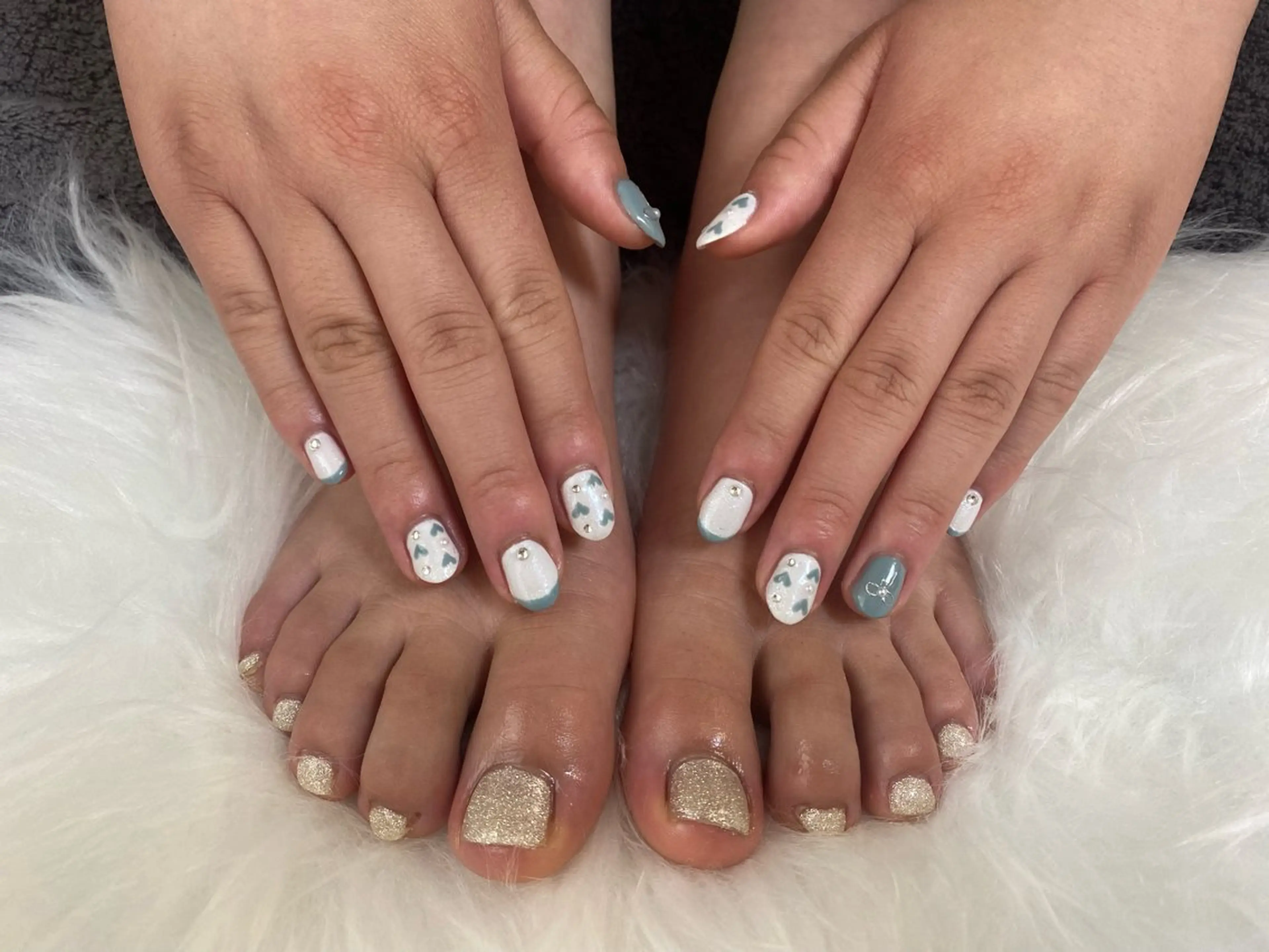 ネイル ラメ(グリッター) 水色 ワンカラーネイル デュアス R _宇都宮のネイルデザイン