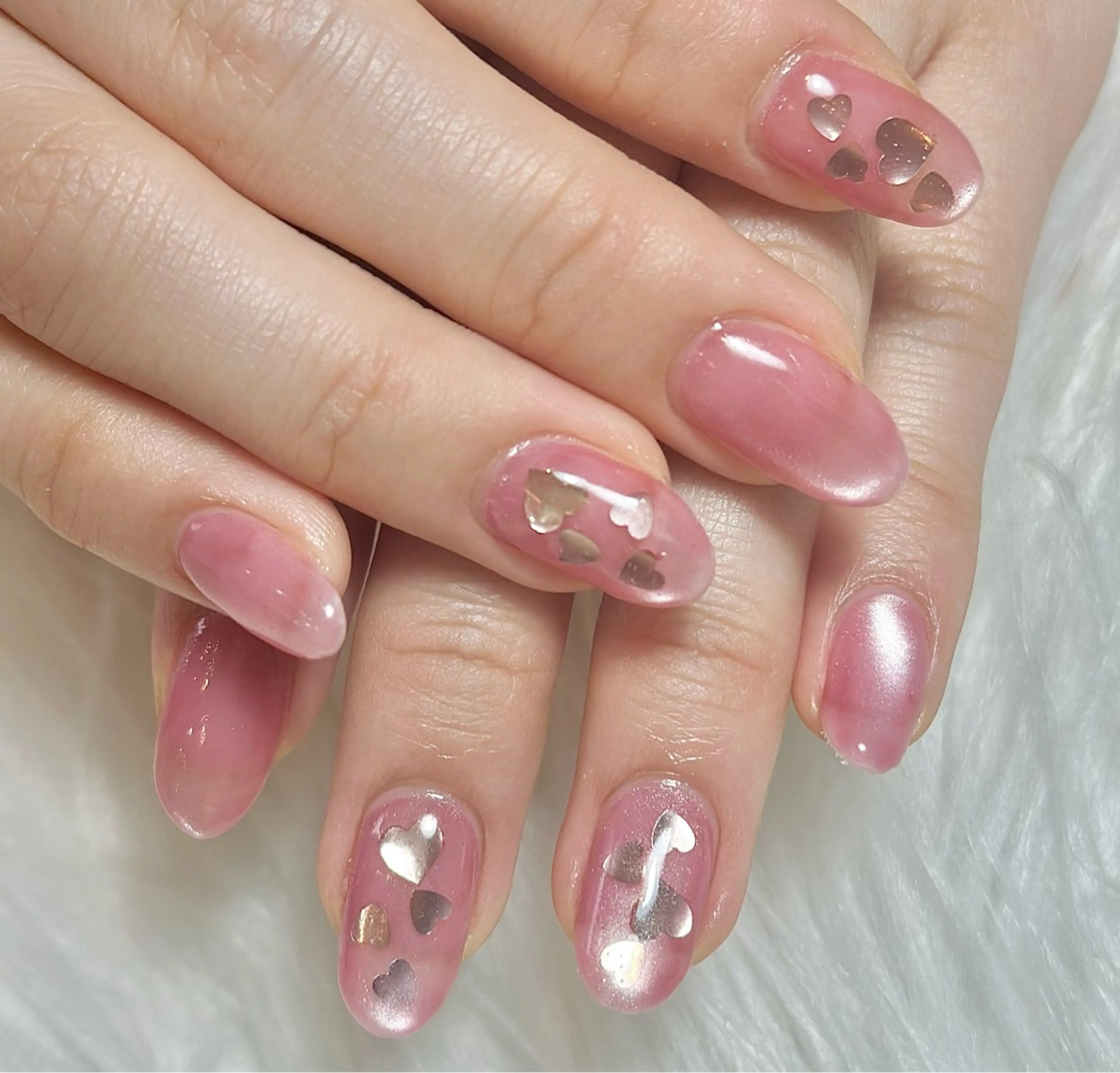 ネイル ハート ハンドネイル m_nail所属・O Mayaのネイルデザイン