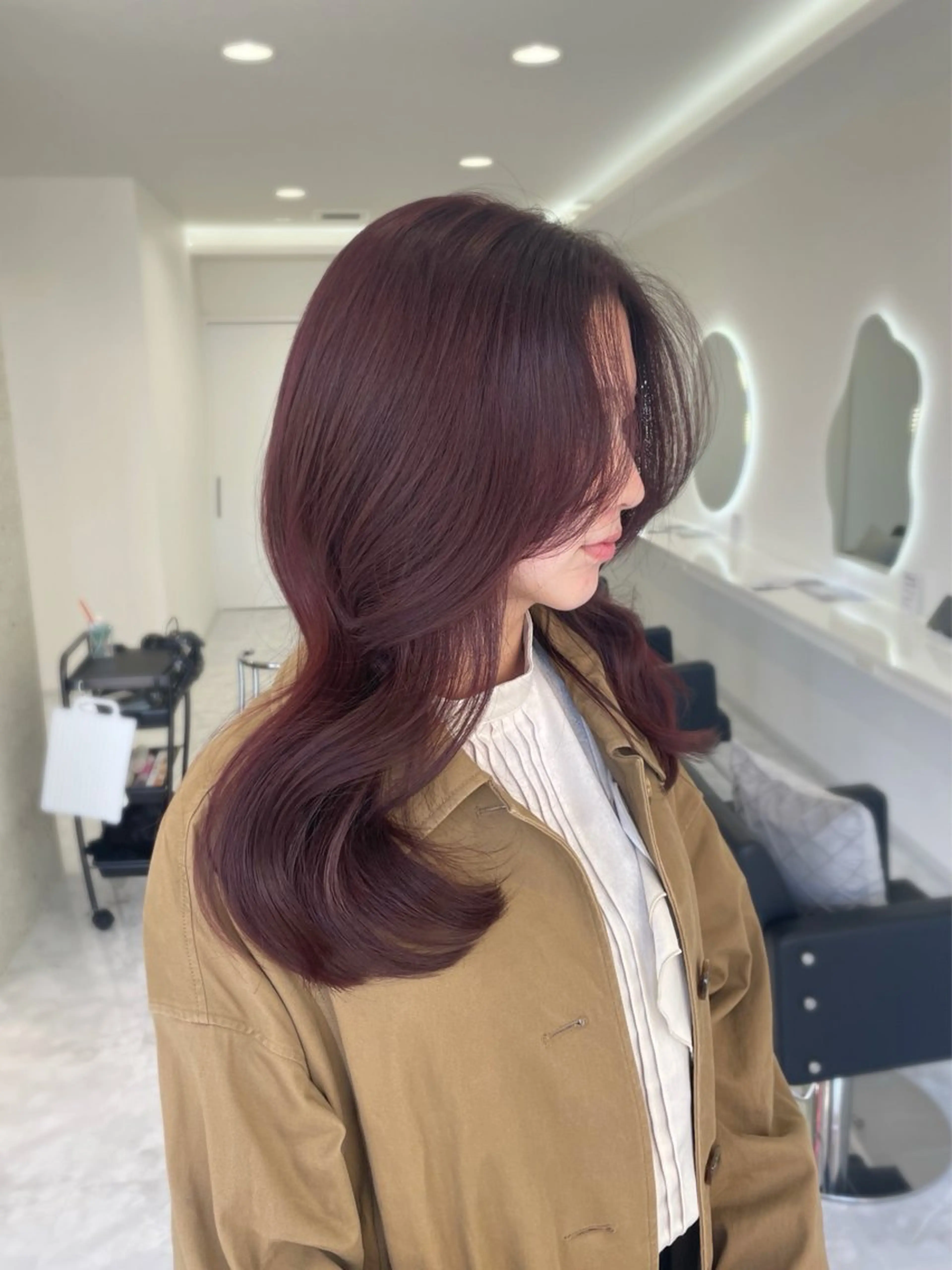 セミロング 韓国風ヘア レイヤーカット ワンホンレイヤー 福田 奈那のヘアスタイル