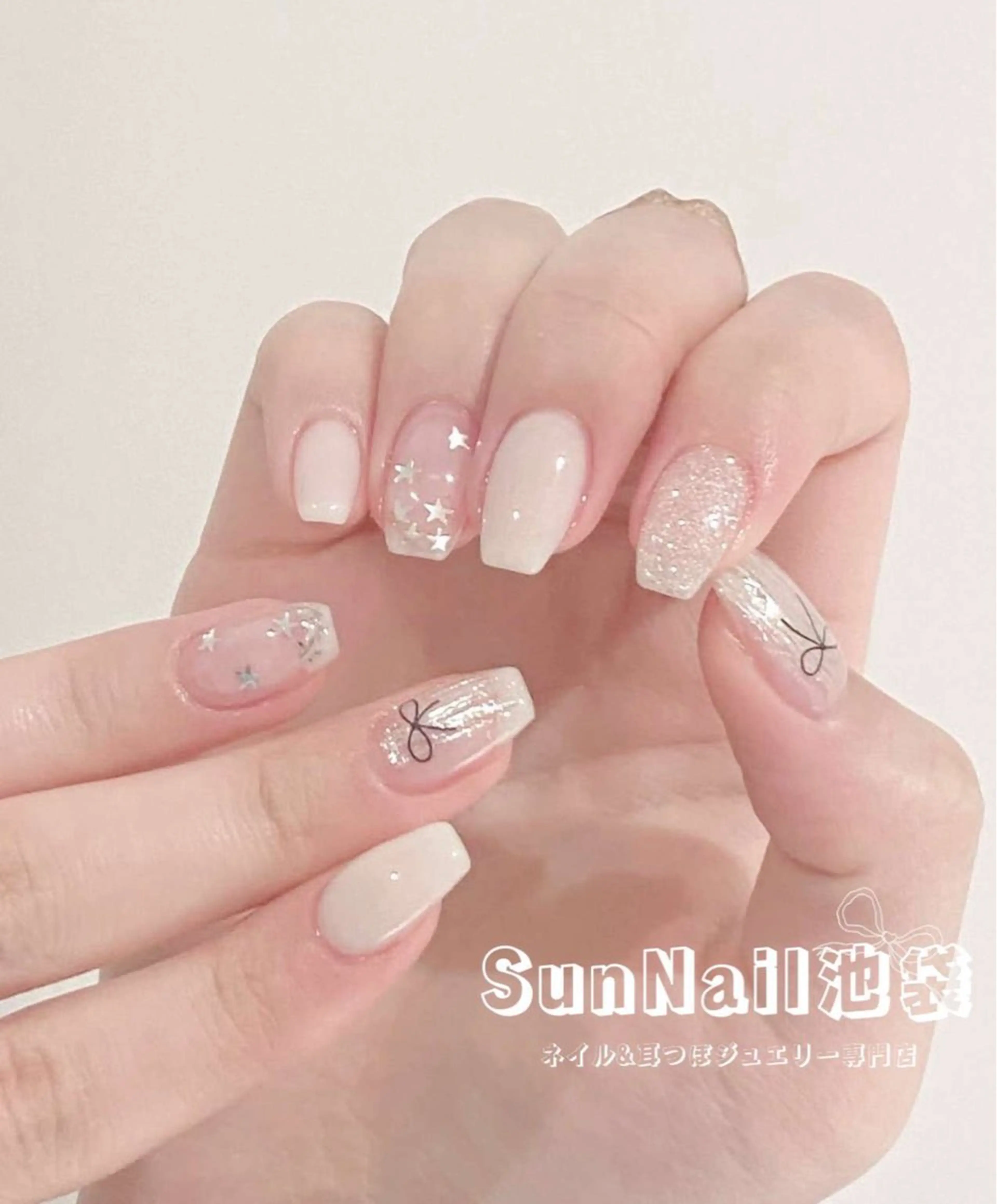 ネイル チークネイル 長さ出し フラワーネイル フレンチネイル ガーリー sun nail池袋 モデル募集のネイルデザイン