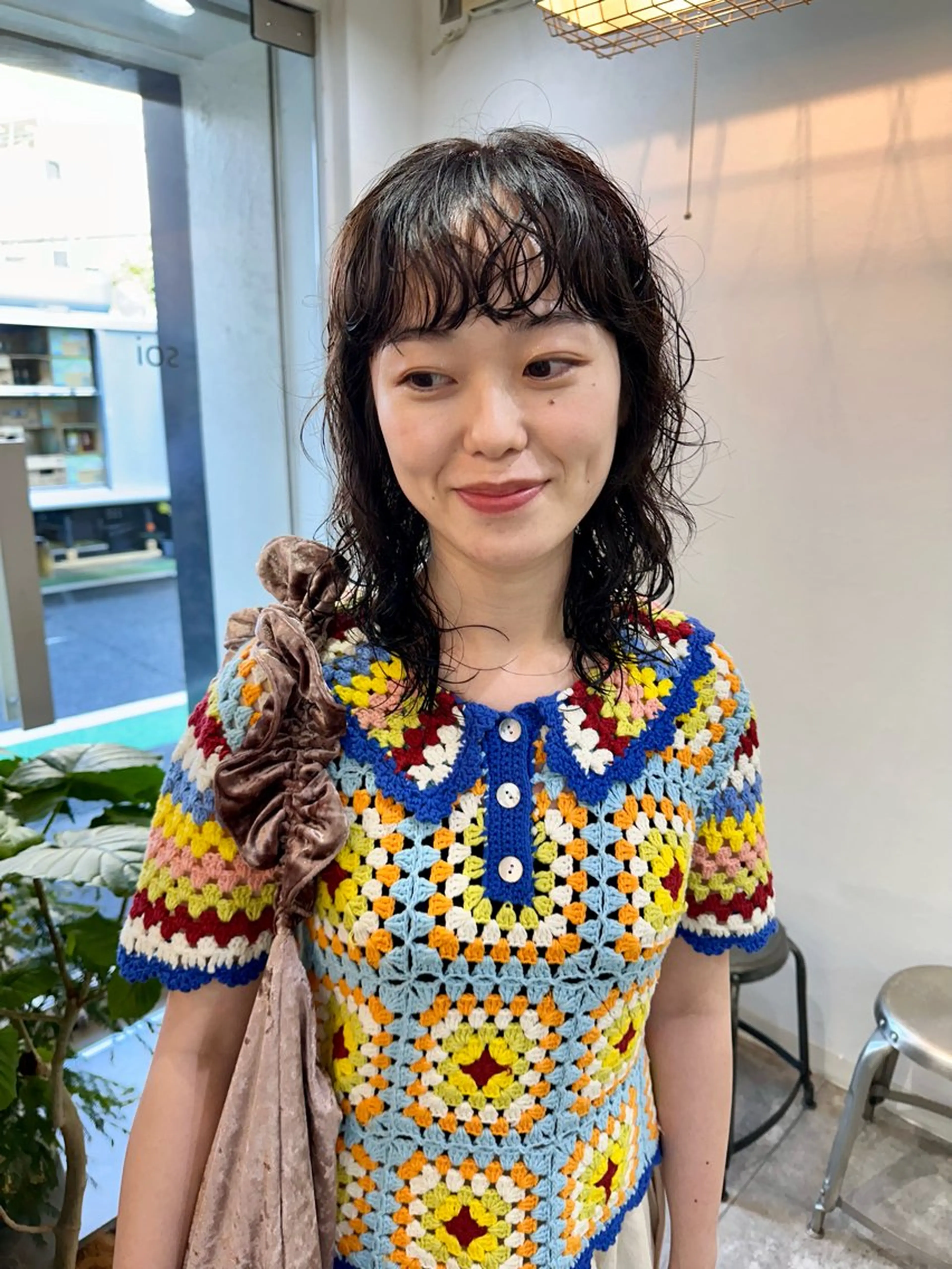 ミディアム カラー パーマ ミディアムパーマ アッシュ 透明感カラー ウルフカット カット ヘアカラー パーマ トリートメント パーマ/透明感カラー /ボブ/吉田一生のヘアスタイル