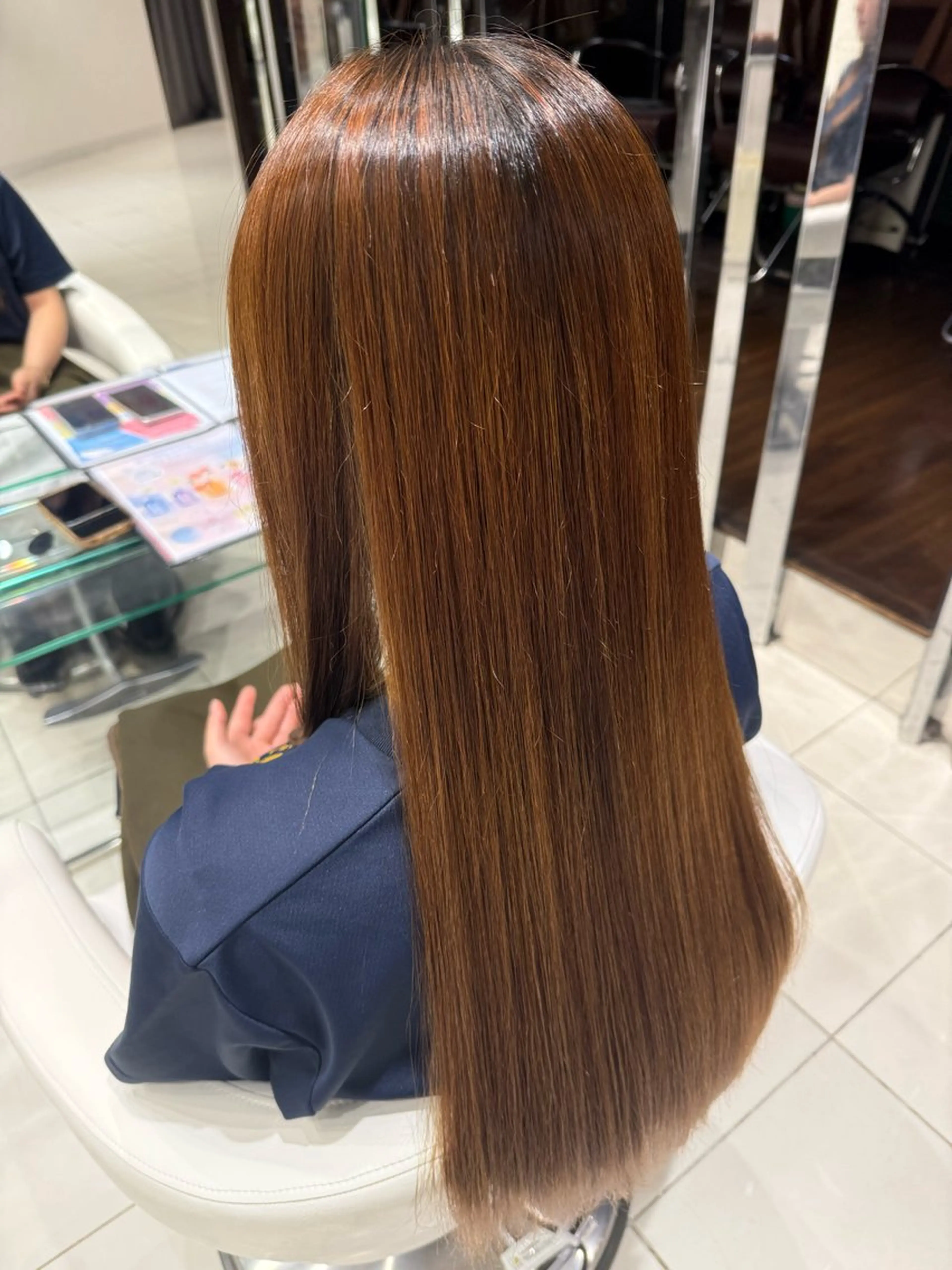 ロング ハイライト 縮毛矯正 縮毛矯正 平野 真友香のヘアスタイル