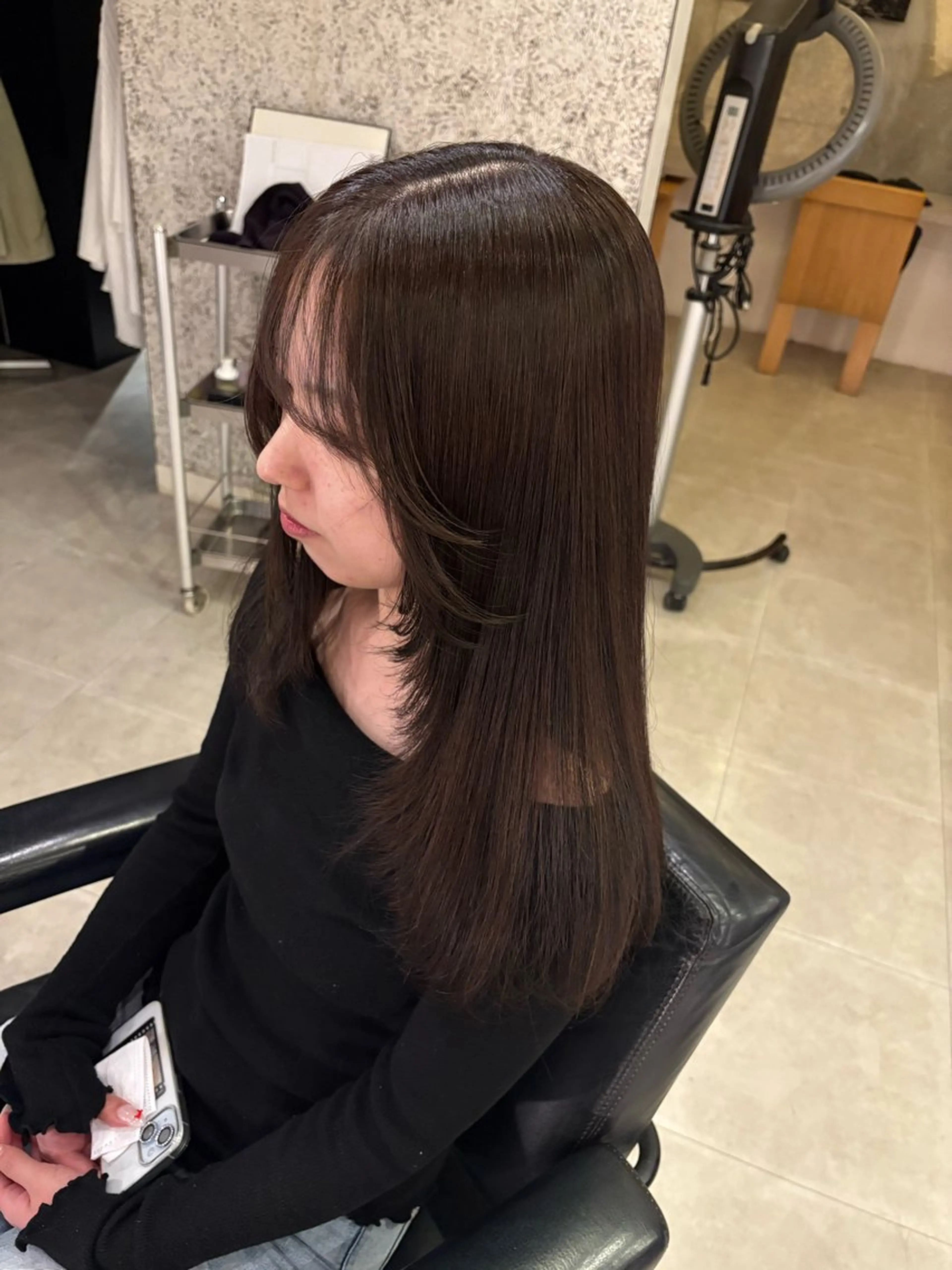 セミロング 顔周りカット ハイレイヤー レイヤーカット Luxe【ラグゼ】所属・🍐ki ri🍐のヘアスタイル