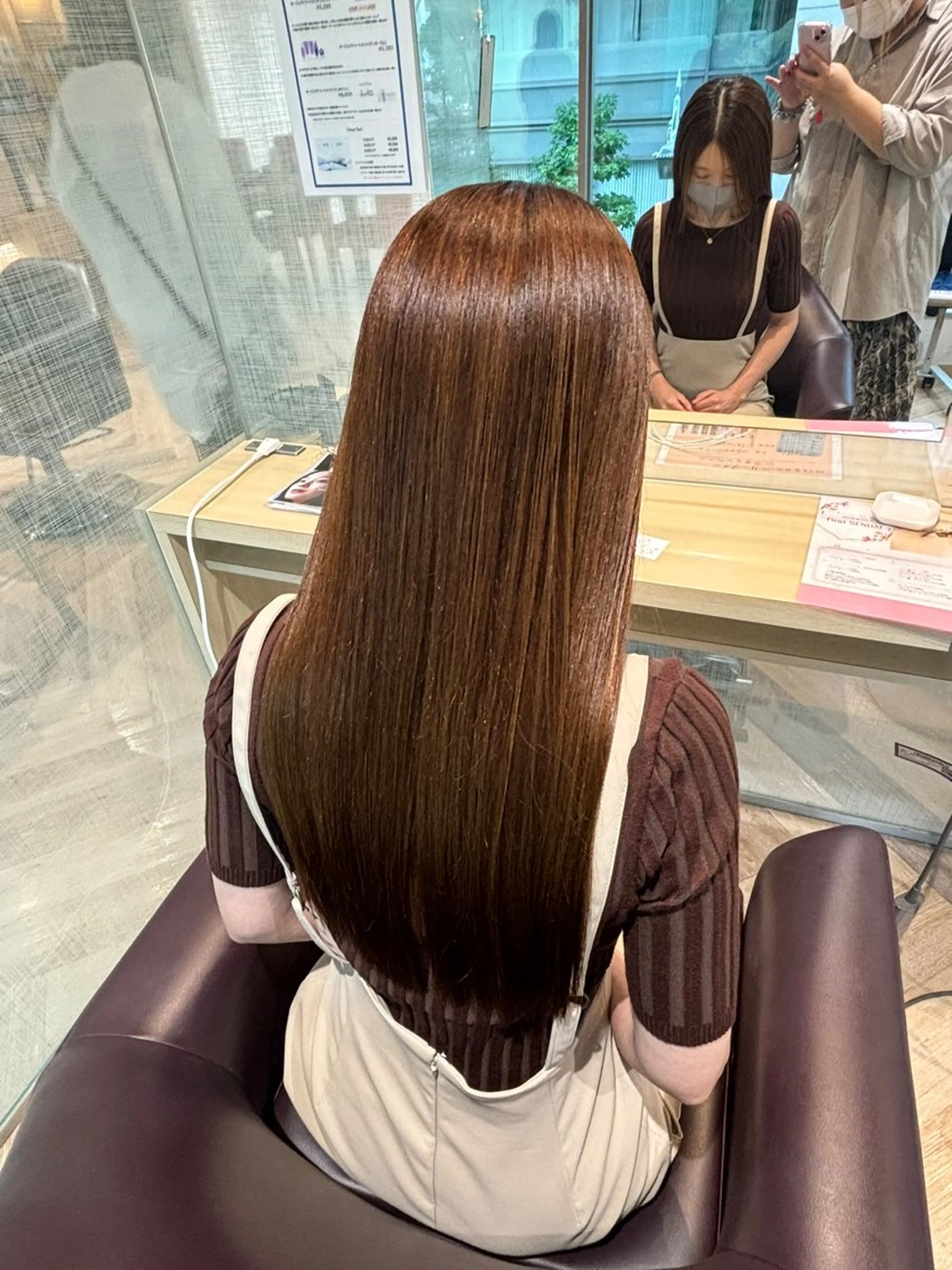 ロング カット 縮毛矯正 久光天海/艶カラー /髪質改善ストレートのヘアスタイル