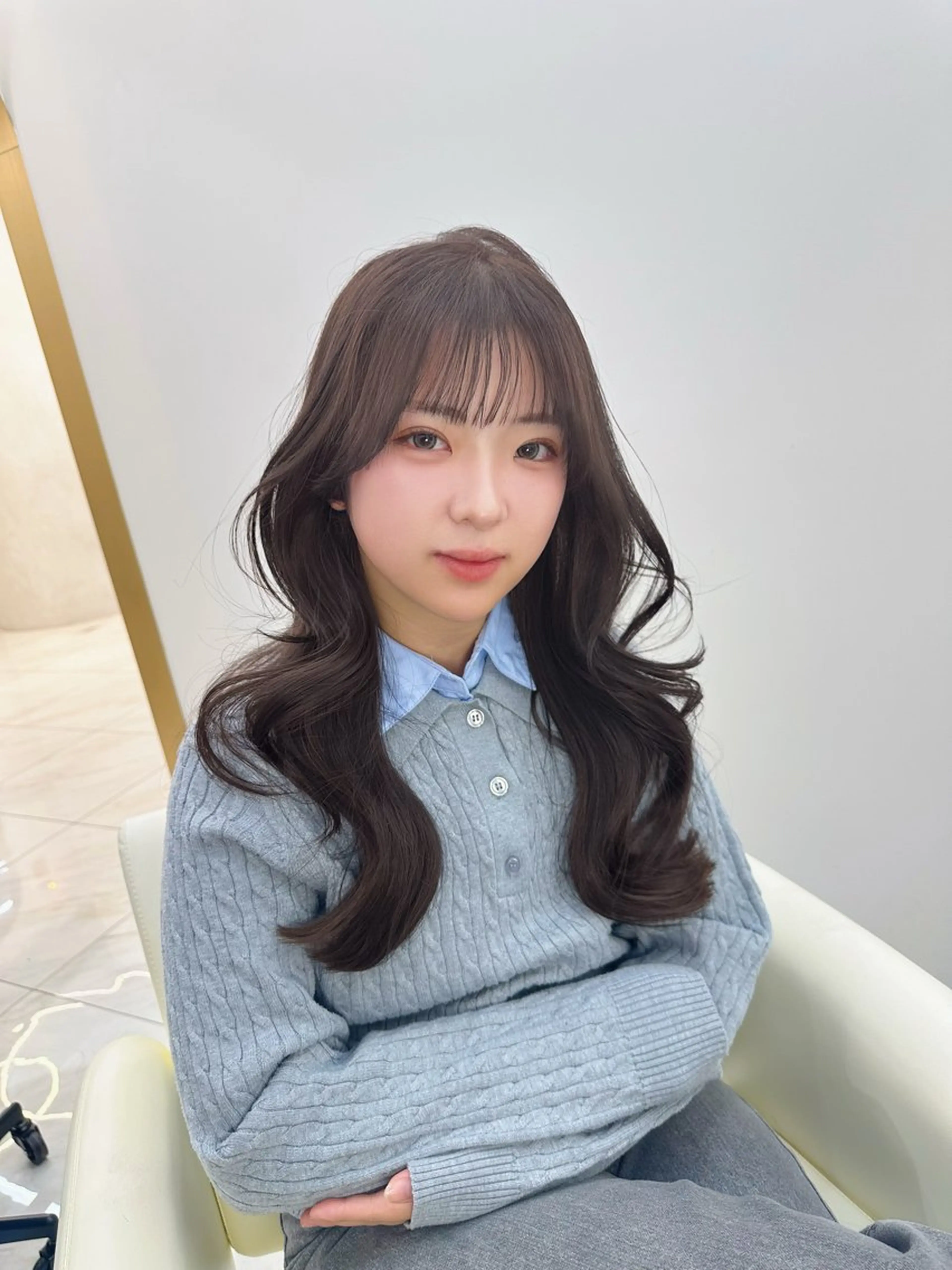 ロング カラー 韓国風ヘア ロング カット ヘアカラー トリートメント ヘアセット ARMONY表参道店所属・韓国風レイヤーカラー ライムのヘアスタイル