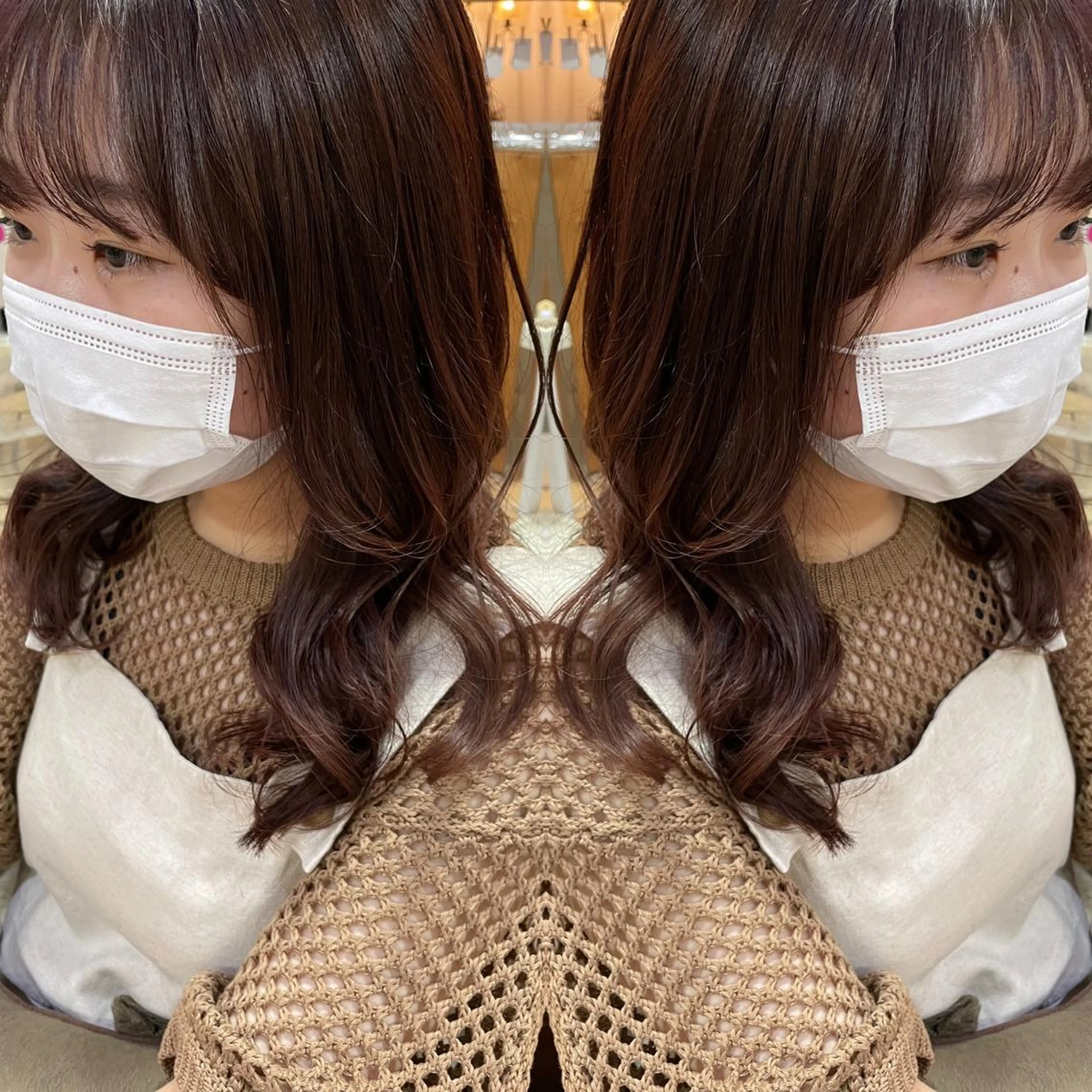 ミディアム カラー ブラウンカラー ピンクカラー ピンクブラウン tocca八王子 AYAKAのヘアスタイル