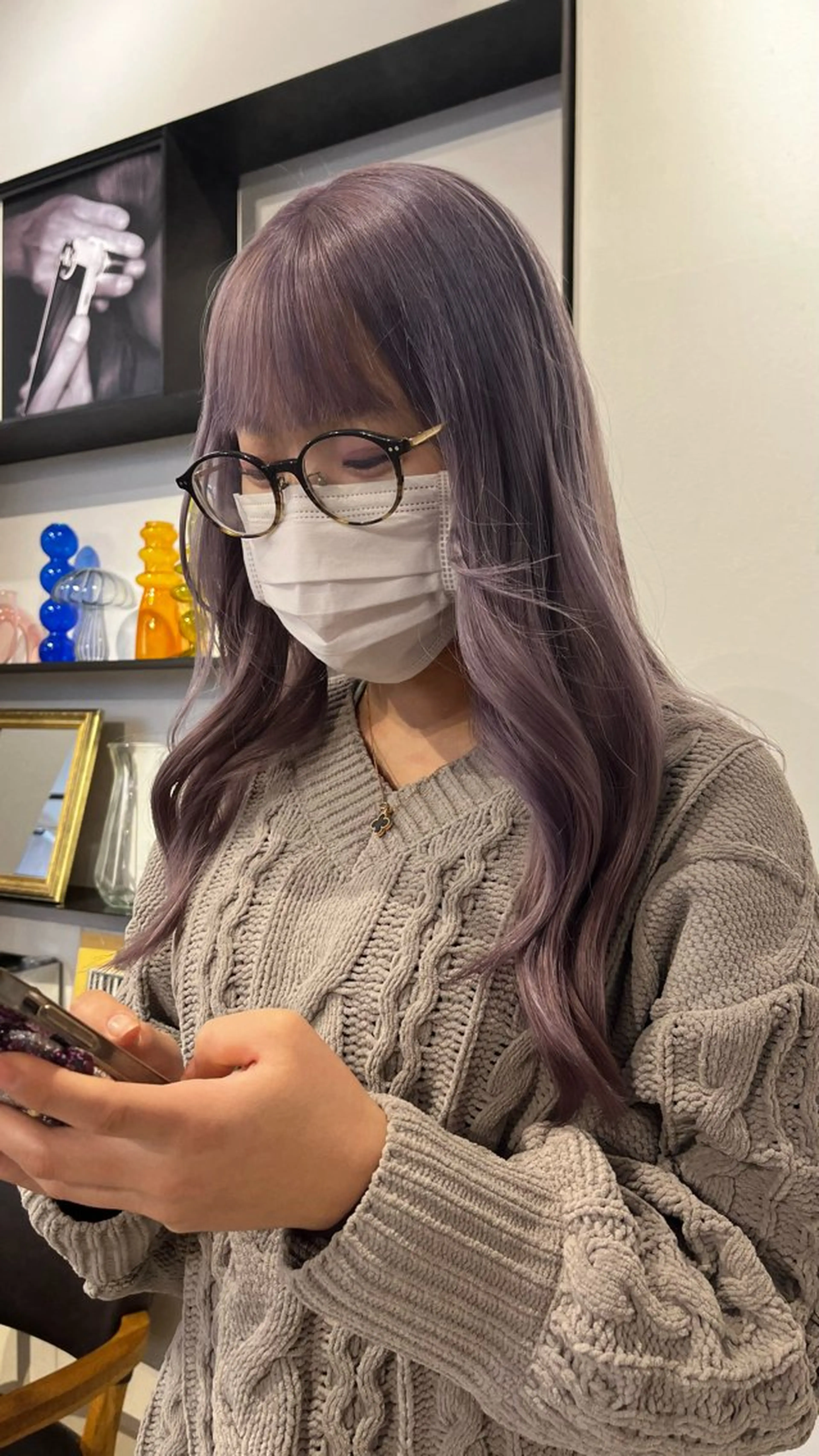 ロング カラー ヘアカラー メンズパーマ/ メッシュ📍ﾕﾘのヘアスタイル