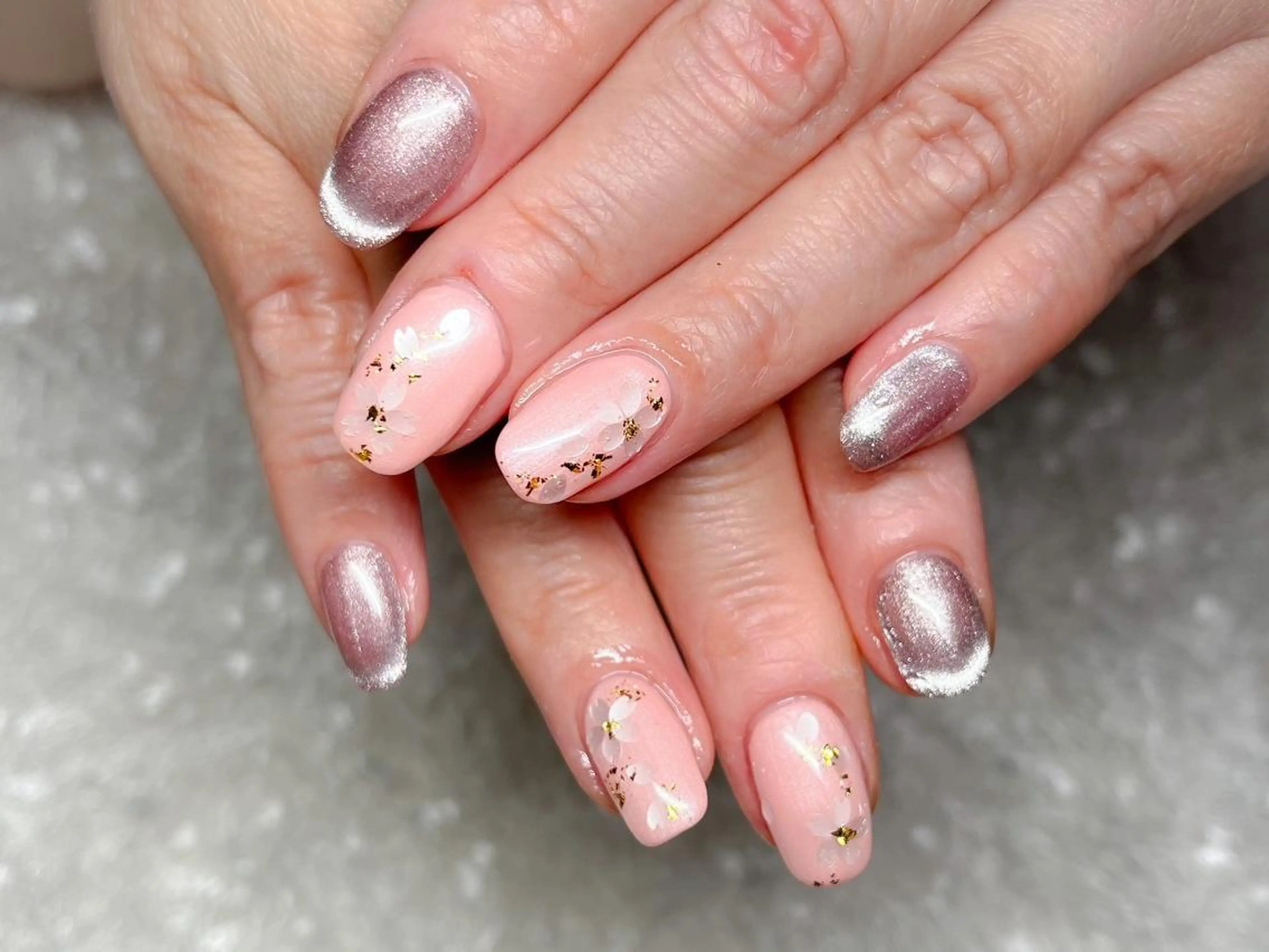 ネイル 桜ネイル 長さ出し フレンチネイル ジェルネイル グラデーション ハンドネイル Nail&eye Belire 新宿のネイルデザイン