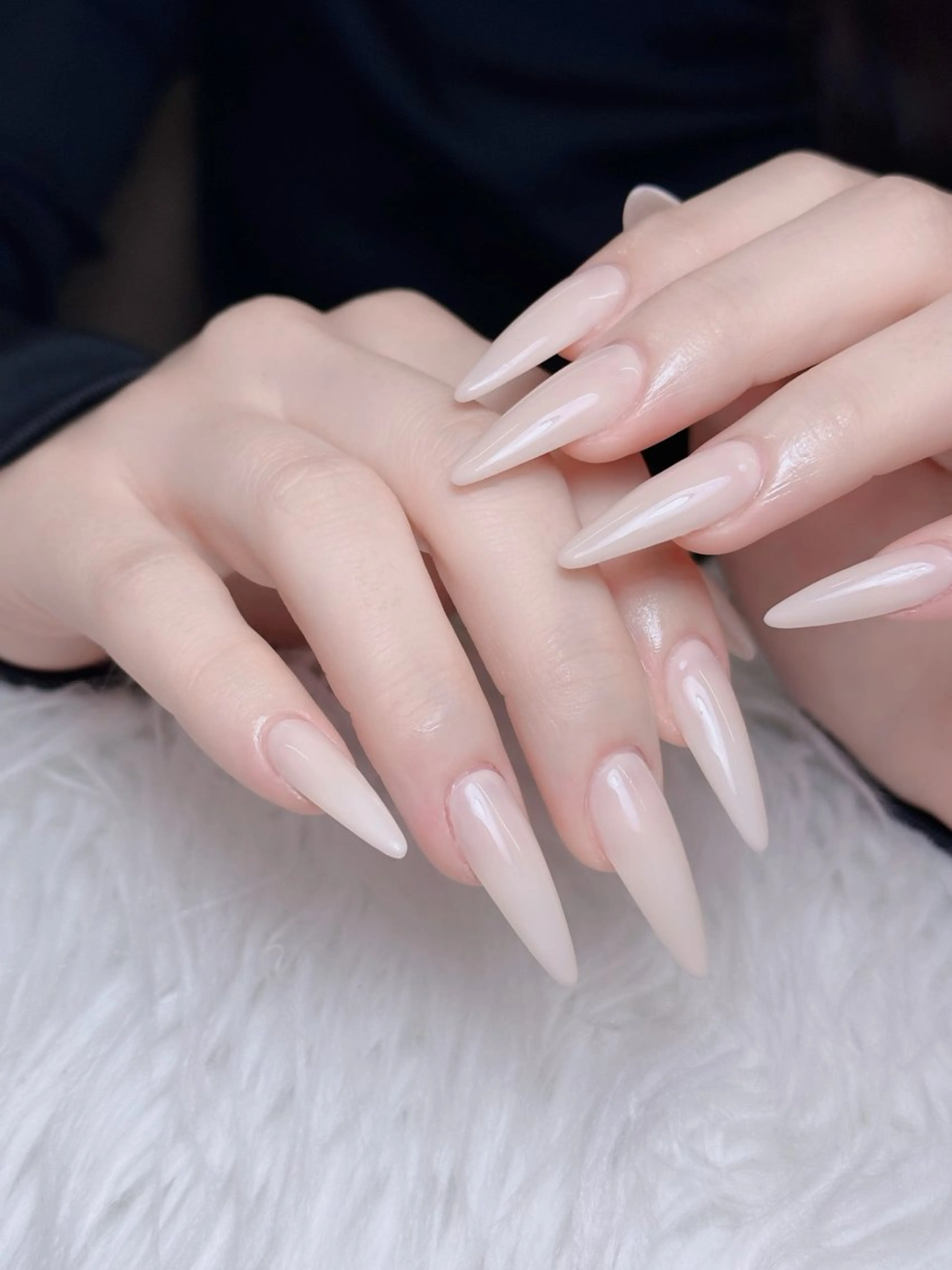 ネイル オーロラネイル チークネイル 長さ出し フレンチネイル 韓国ネイル ハンドネイル Lumi Shinokuboのネイルデザイン