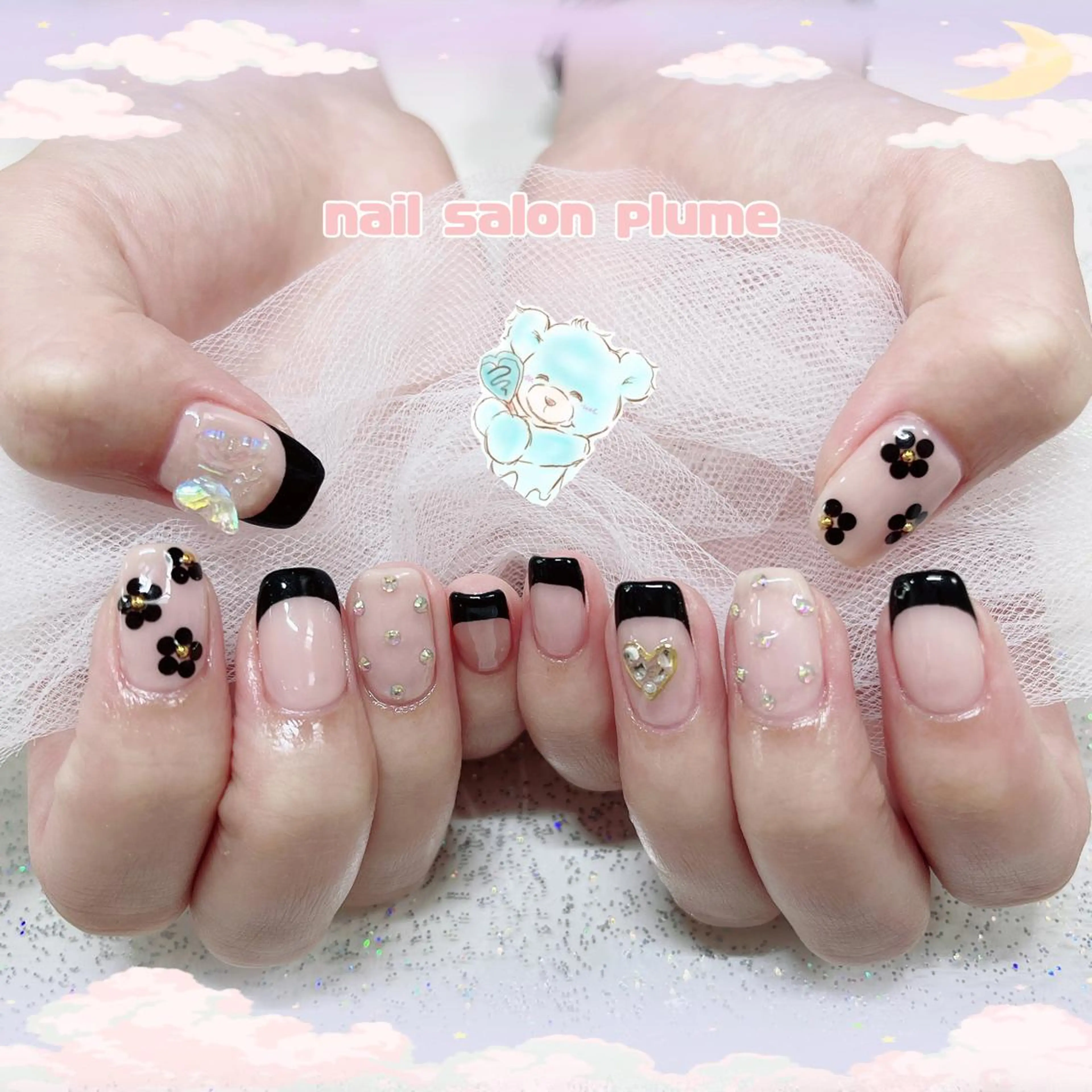 ネイル アートネイル フラワーネイル フレンチネイル ジェルネイル ハート ハンドネイル plume nail ☆韓国ネイルのネイルデザイン