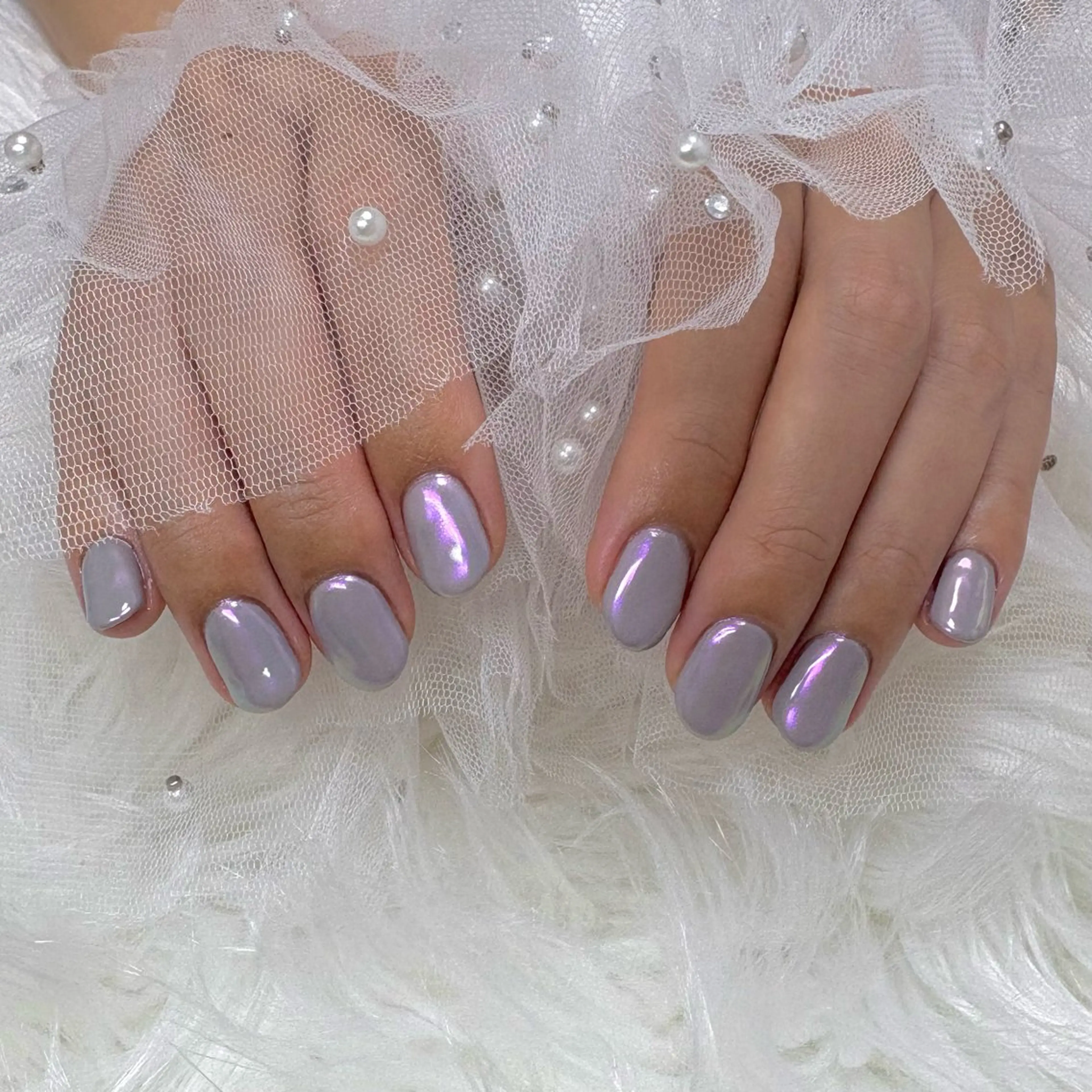 ネイル オーロラネイル 氷ネイル・うるうるネイル ハンドネイル SHINE nail salonのネイルデザイン