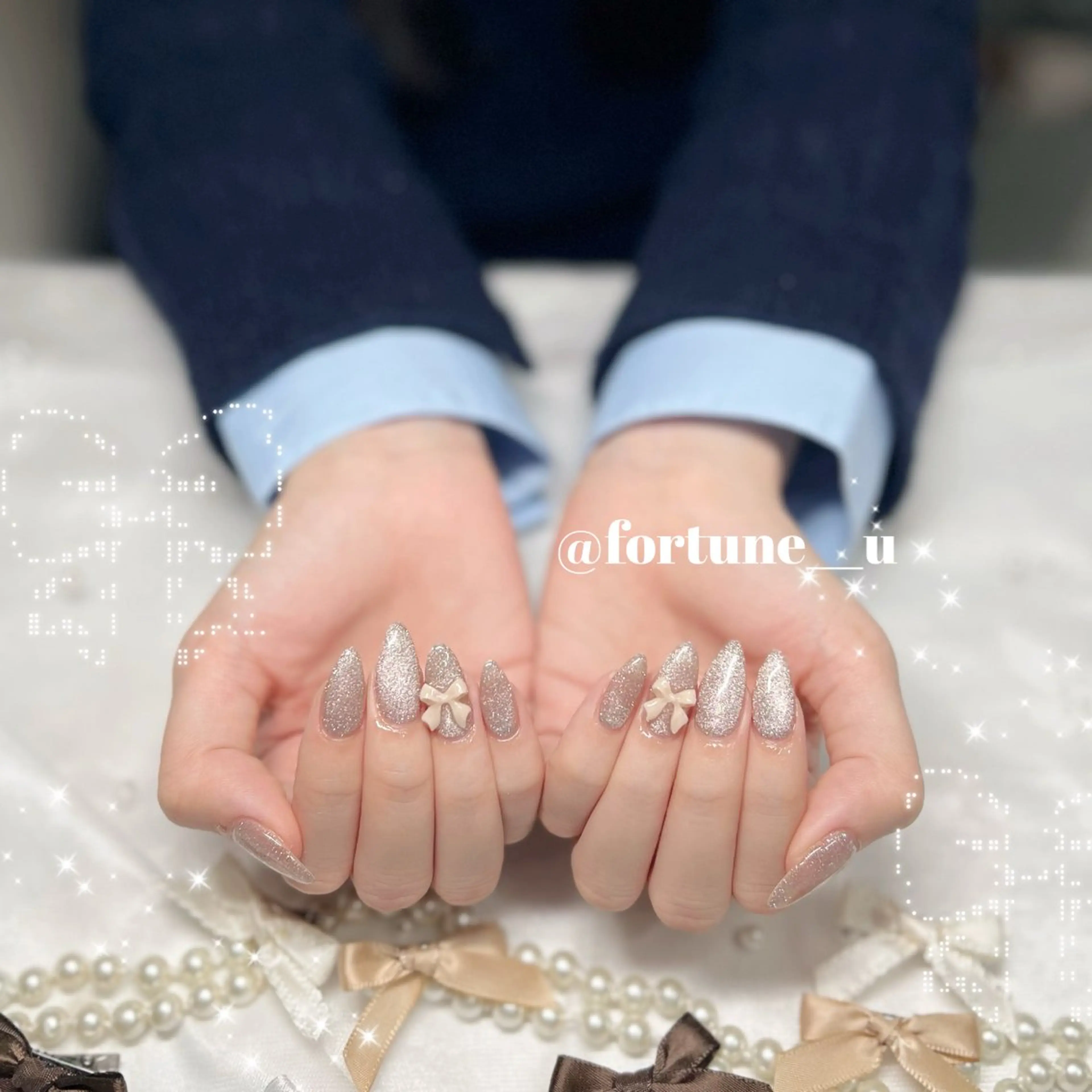 ネイル フラッシュネイル ガーリー 韓国ネイル ワンホンネイル ハンドネイル 💜✩.* Yuuna💜のネイルデザイン