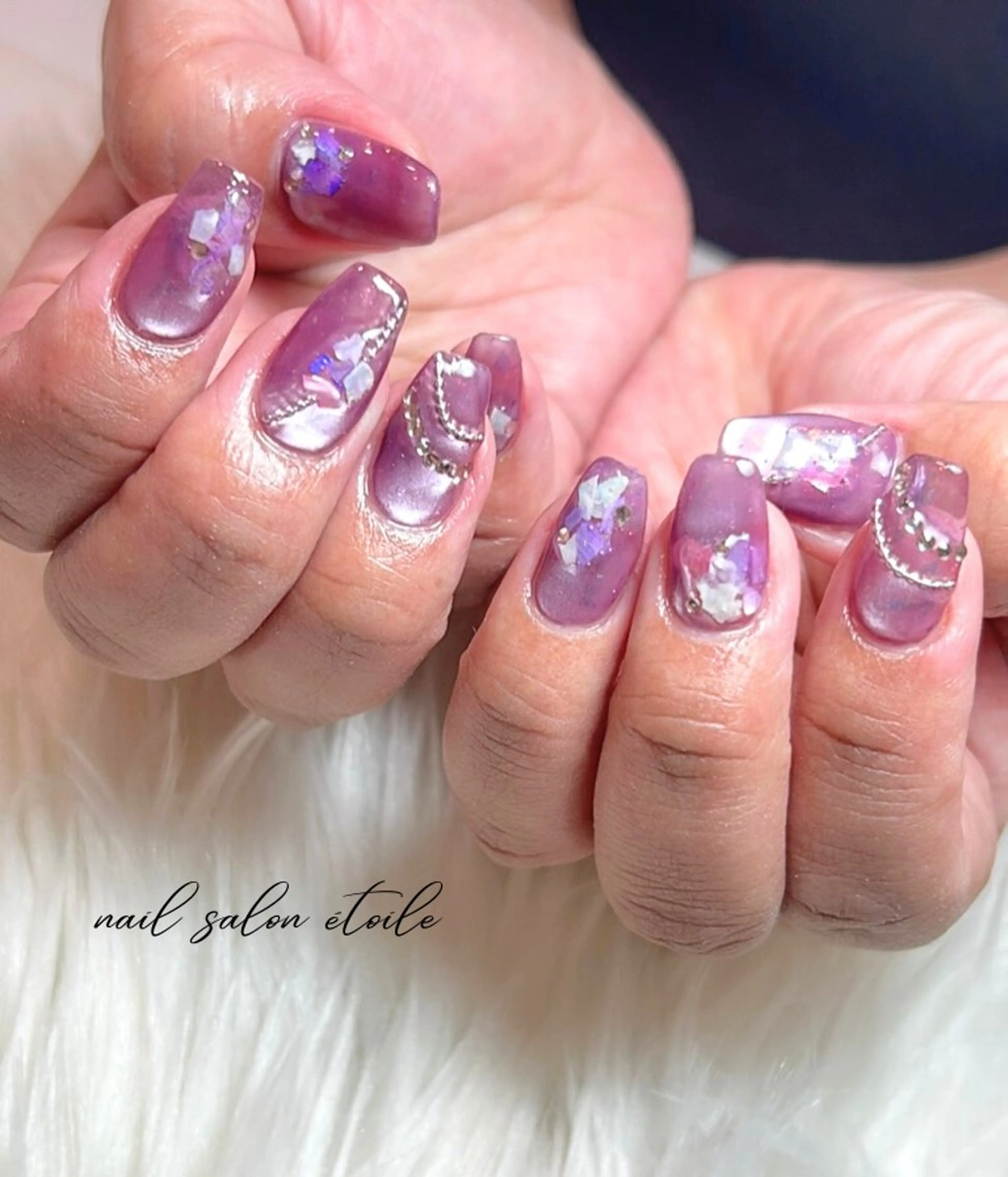 ネイル マグネットネイル パープル ハンドネイル nail salon étoileのネイルデザイン