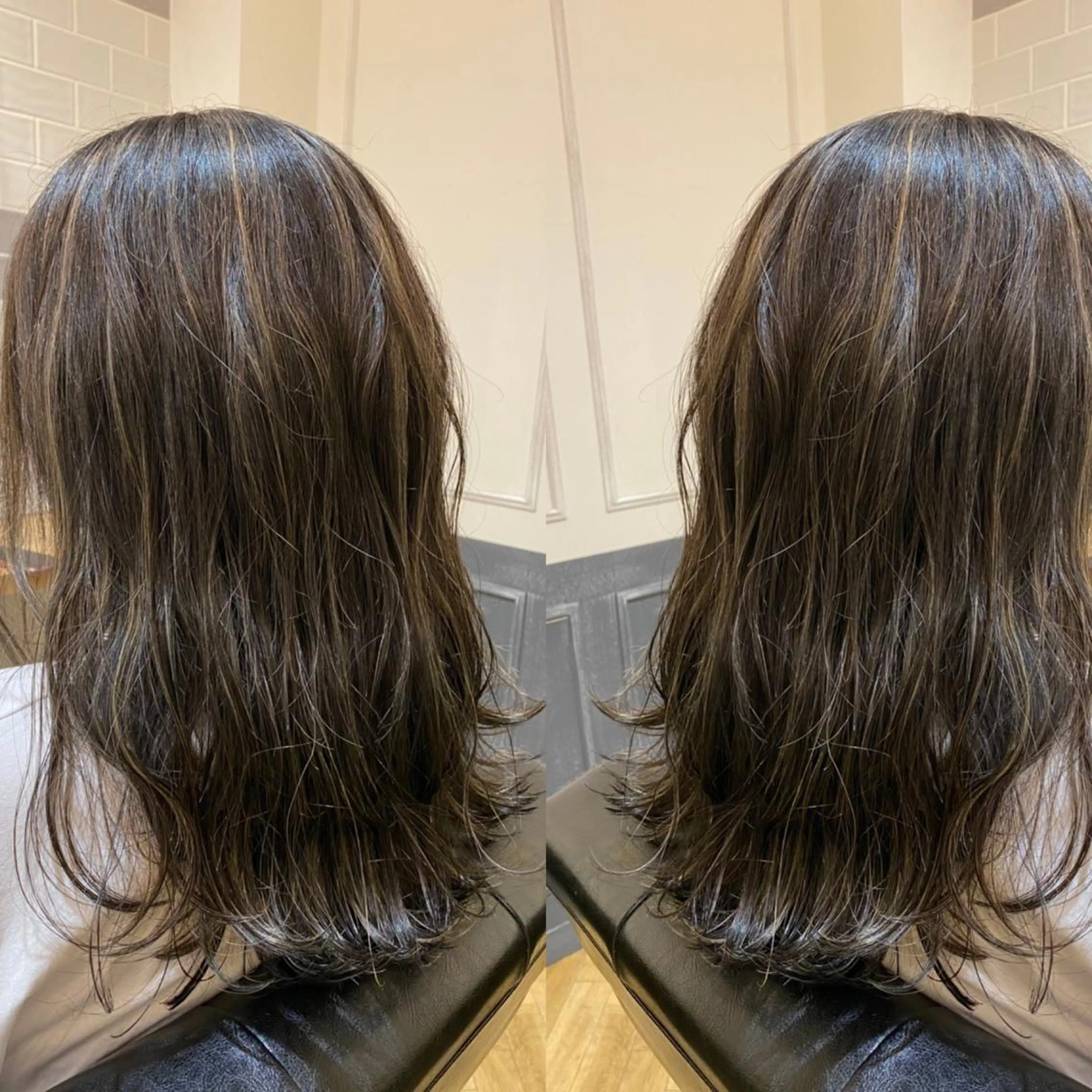 ミディアム カラー グレージュ カーキグレージュ 韓国🇰🇷 ✂︎hair 内田愛のヘアスタイル