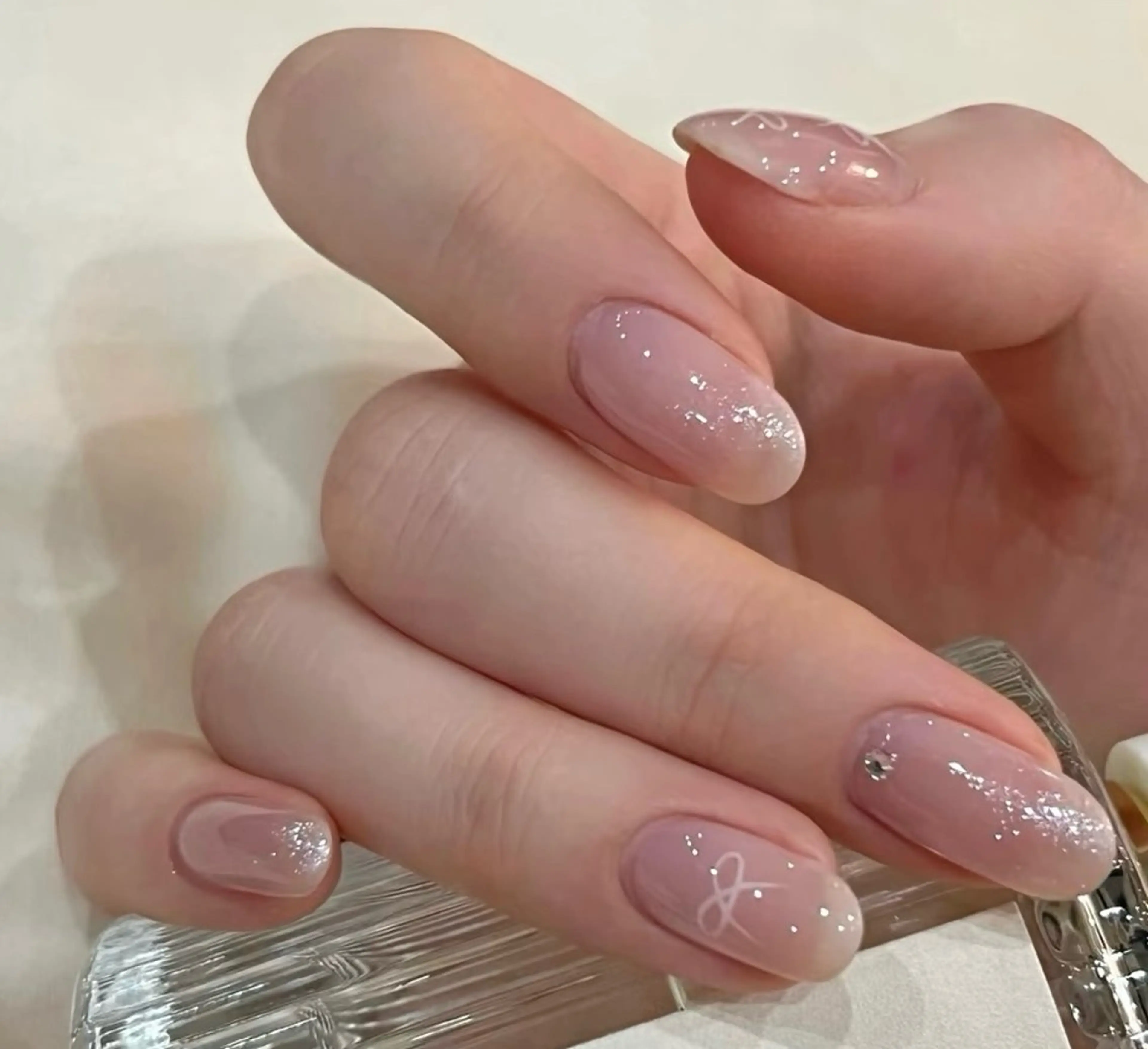 ネイル チークネイル 長さ出し フレンチネイル ガーリー 韓国ネイル SunNail池袋駅 ワンホンネイルのネイルデザイン