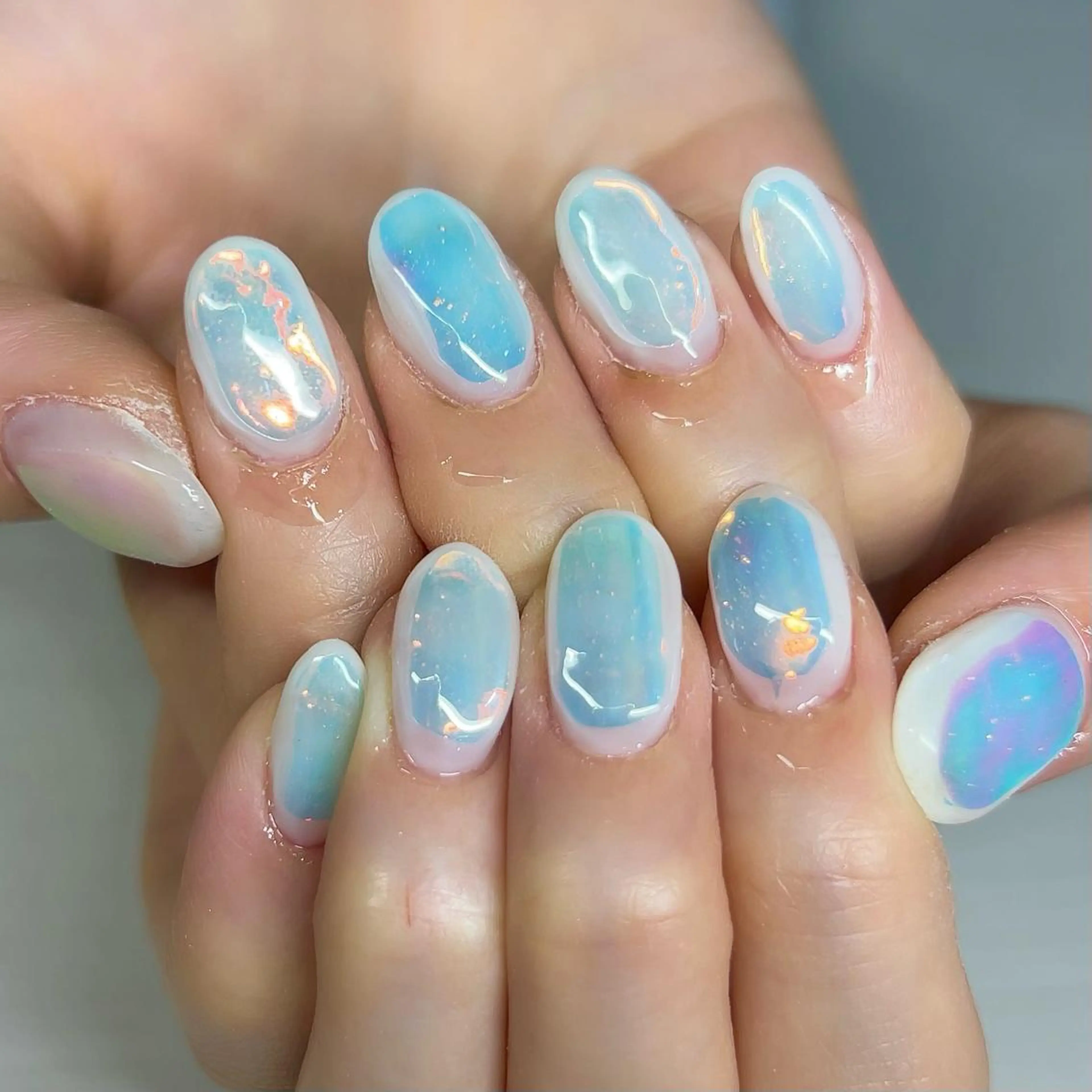 ネイル 氷ネイル・うるうるネイル ハンドネイル 【Yappy🌈】 💖P-tanaのネイルデザイン