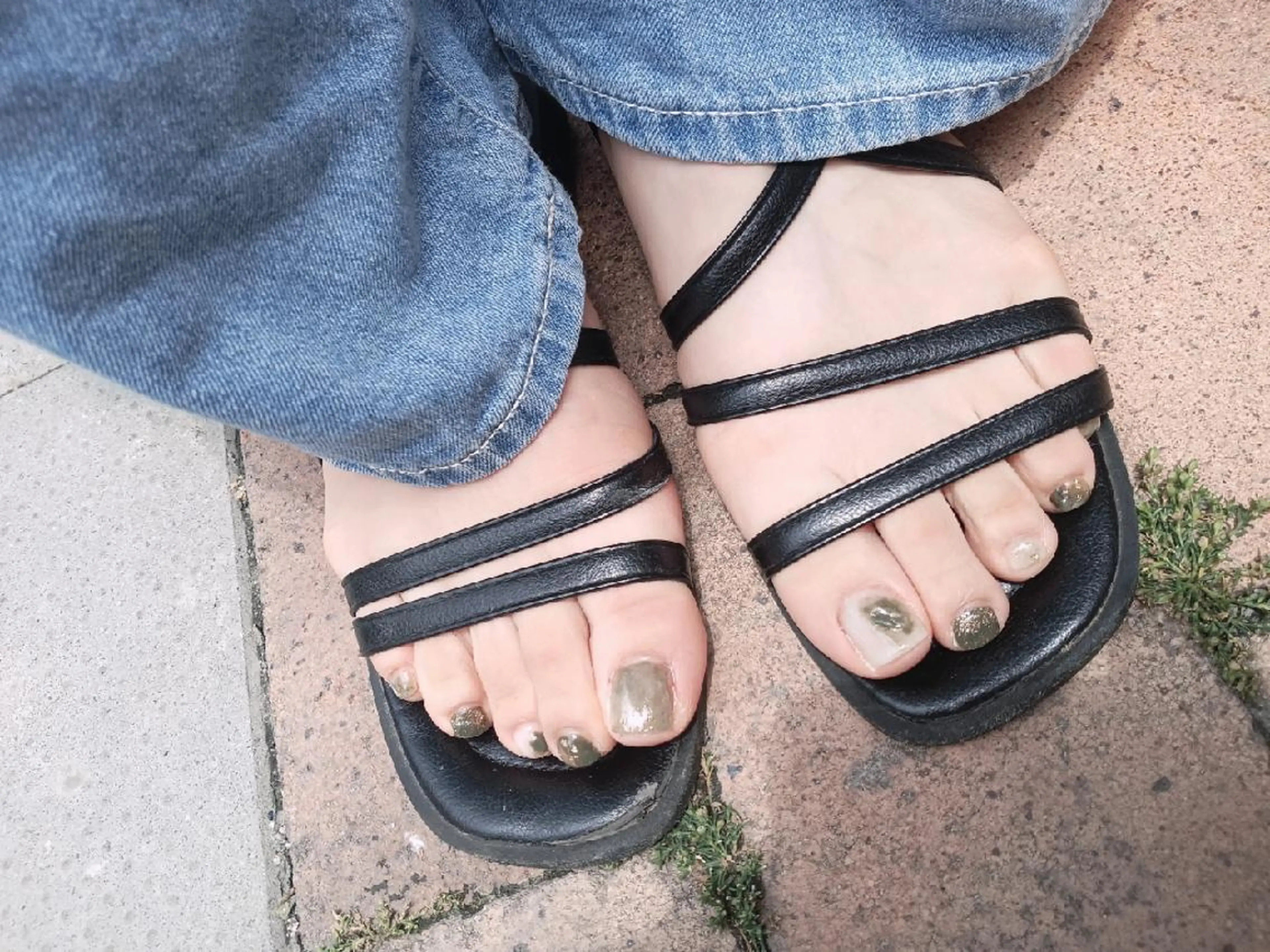 ネイル グリーン ニュアンスネイル フットネイル Nail Salon macherieのネイルデザイン