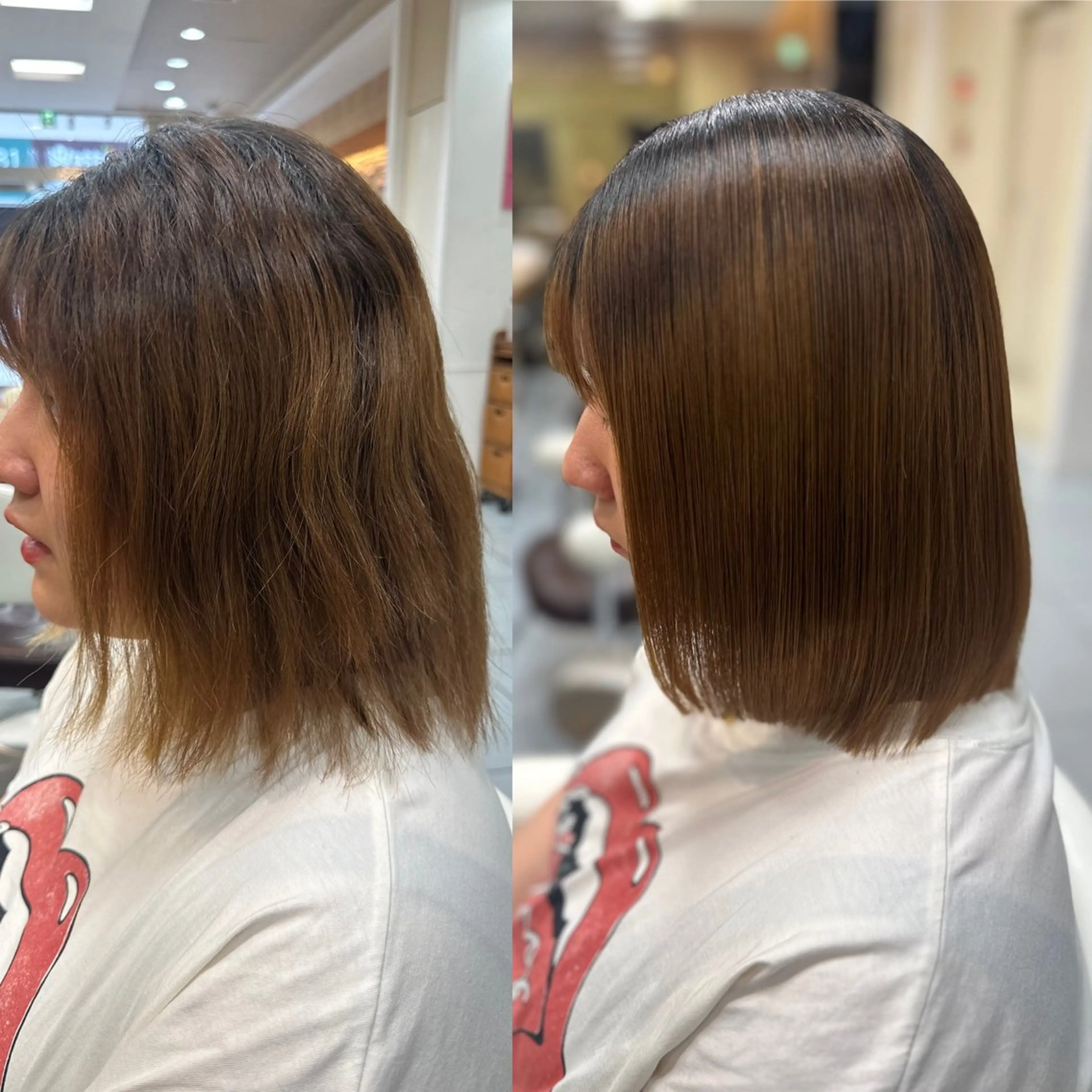 ミディアム パーマ カット 縮毛矯正 髪質改善/縮毛矯正 /ブリーチ矯正/岡部のヘアスタイル