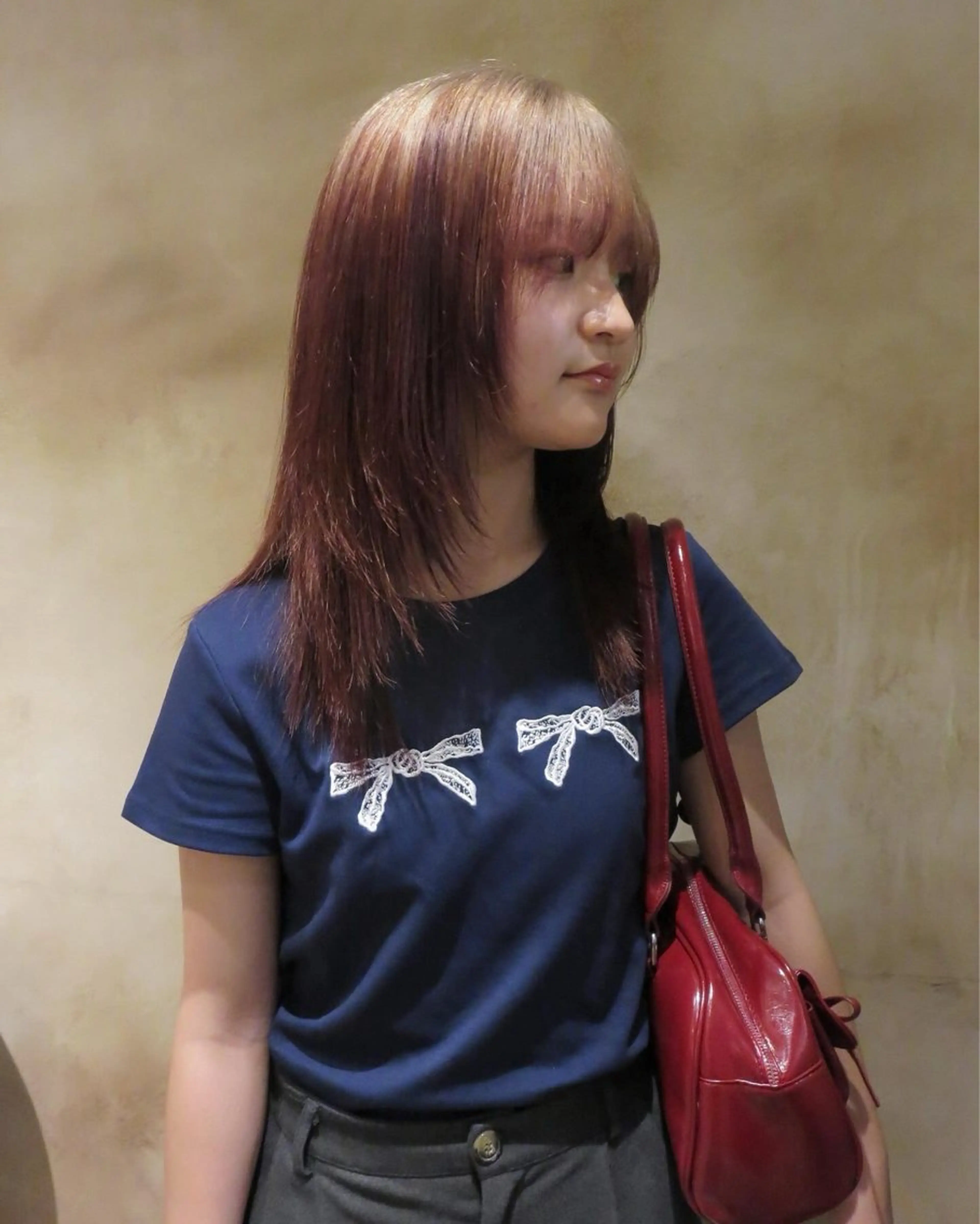 セミロング カラー ベージュカラー デザインカラー オレンジ レッドカラー lot所属・大阪/心斎橋 lot mikuのヘアスタイル