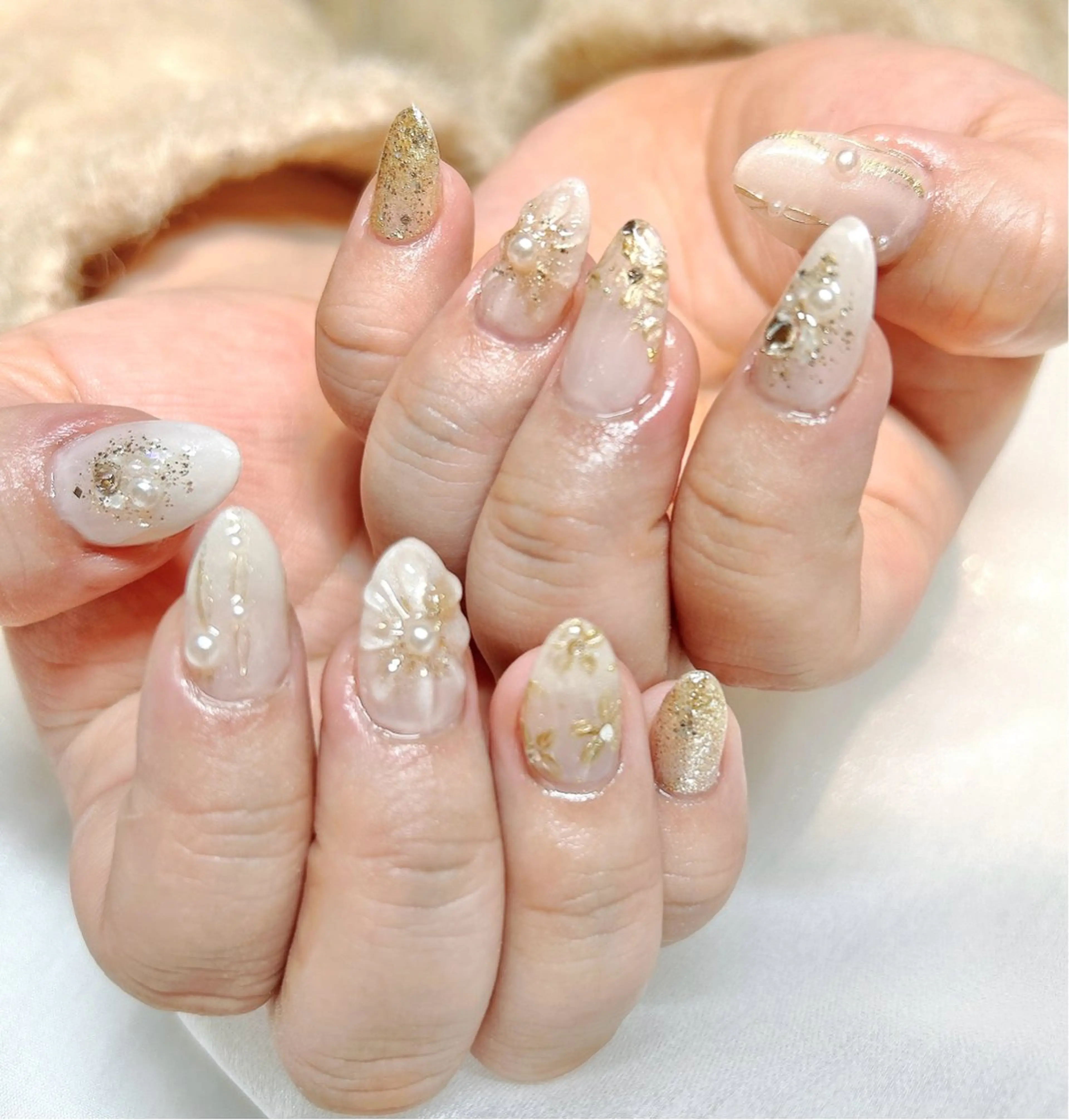 ネイル 成人式 フラワーネイル ハンドネイル takamin._.nail所属・オーダーメイド専門 takamiのネイルデザイン