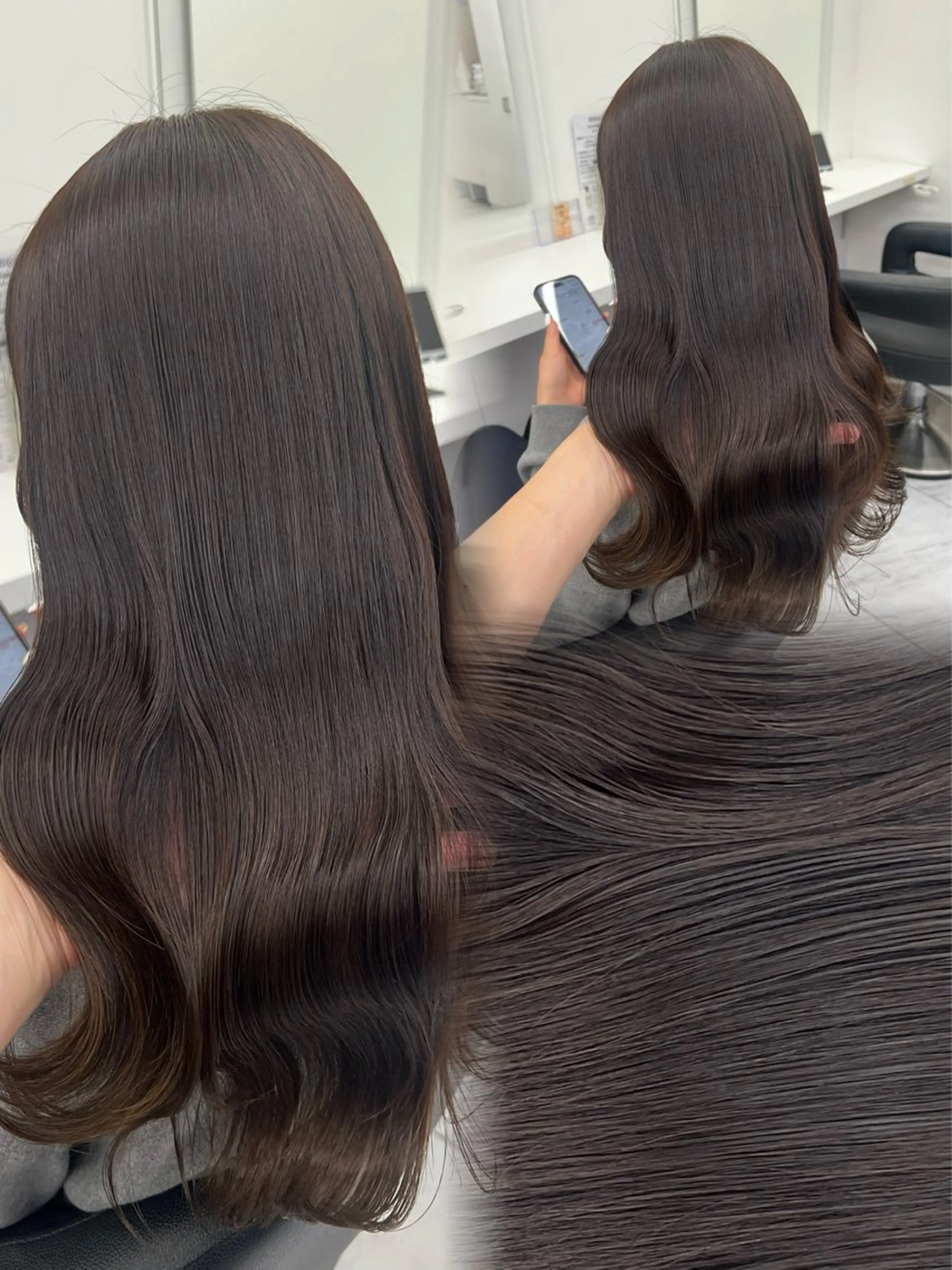 ロング カラー パーマ ヘアアレンジ メンズ キッズ カット ヘアカラー トリートメント 🦋韓国レイヤー｜ 透明感グレージュ🦋のヘアスタイル