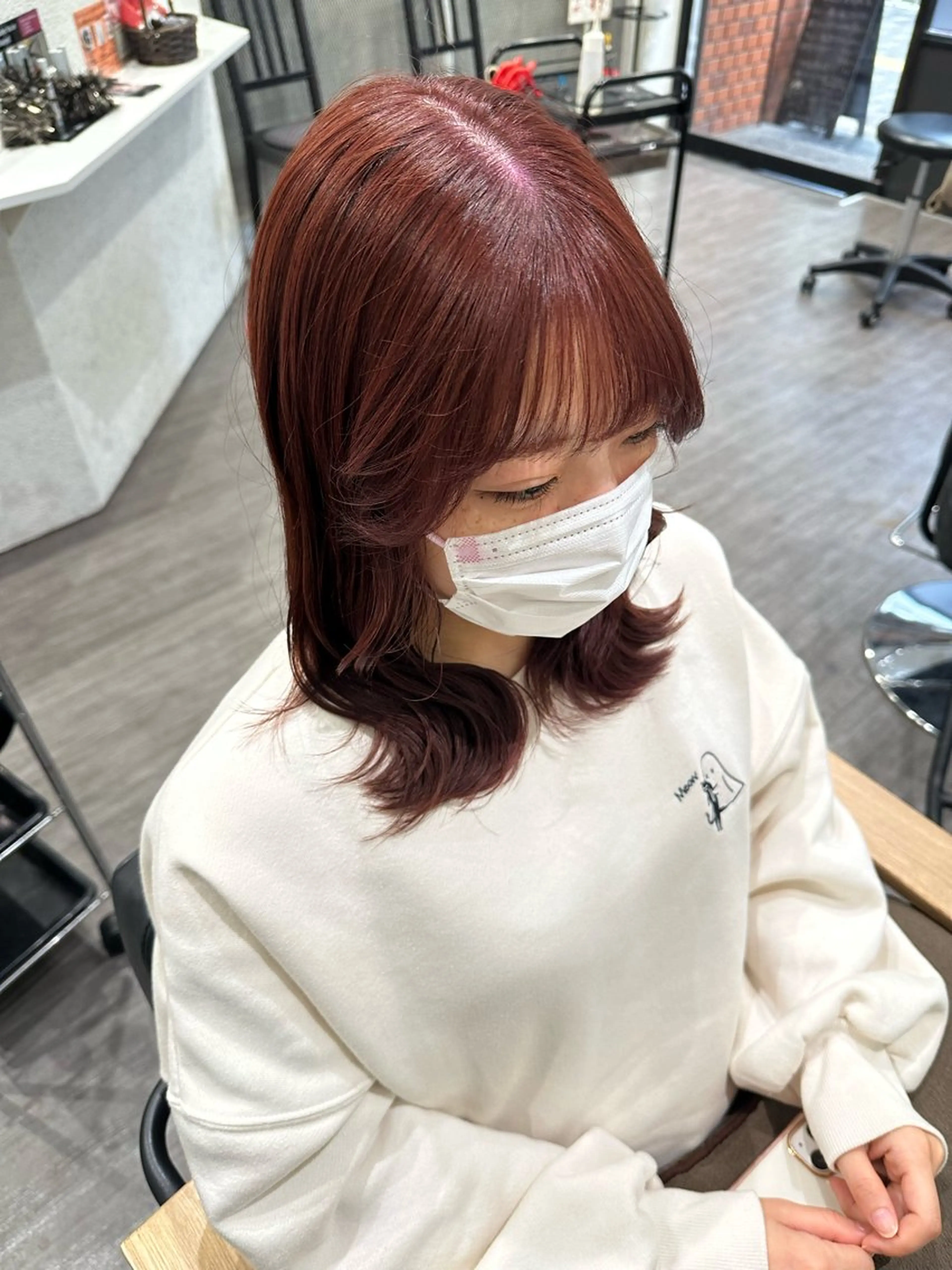 ミディアム カラー ブラウンカラー ピンクカラー ピンクブラウン ヘアカラー トリートメント 艶髪レイヤー上田 紗也🇰🇷💗のヘアスタイル