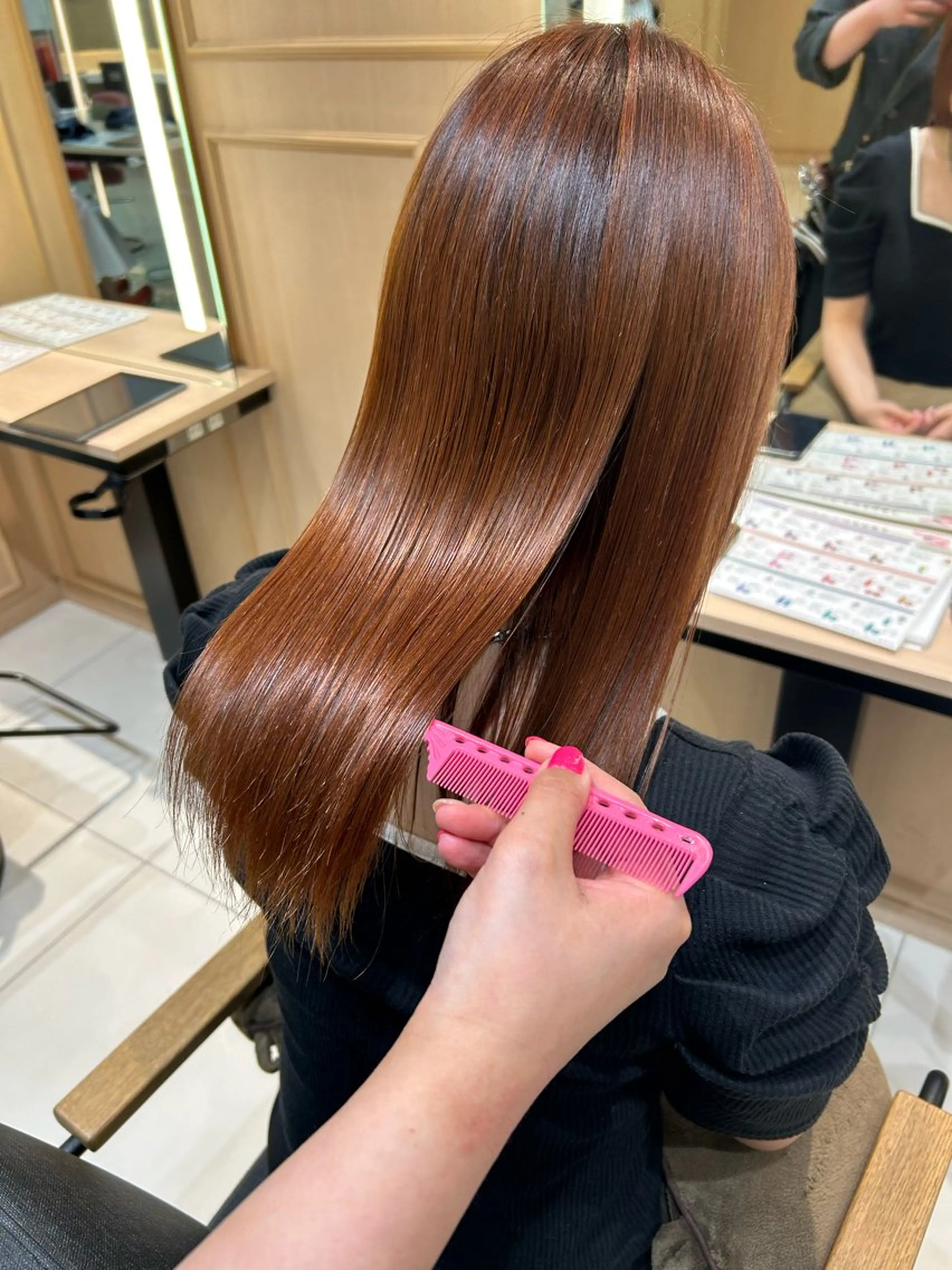 セミロング カラー ヘアカラー トリートメント たけだゆめ ダブルカラーのヘアスタイル