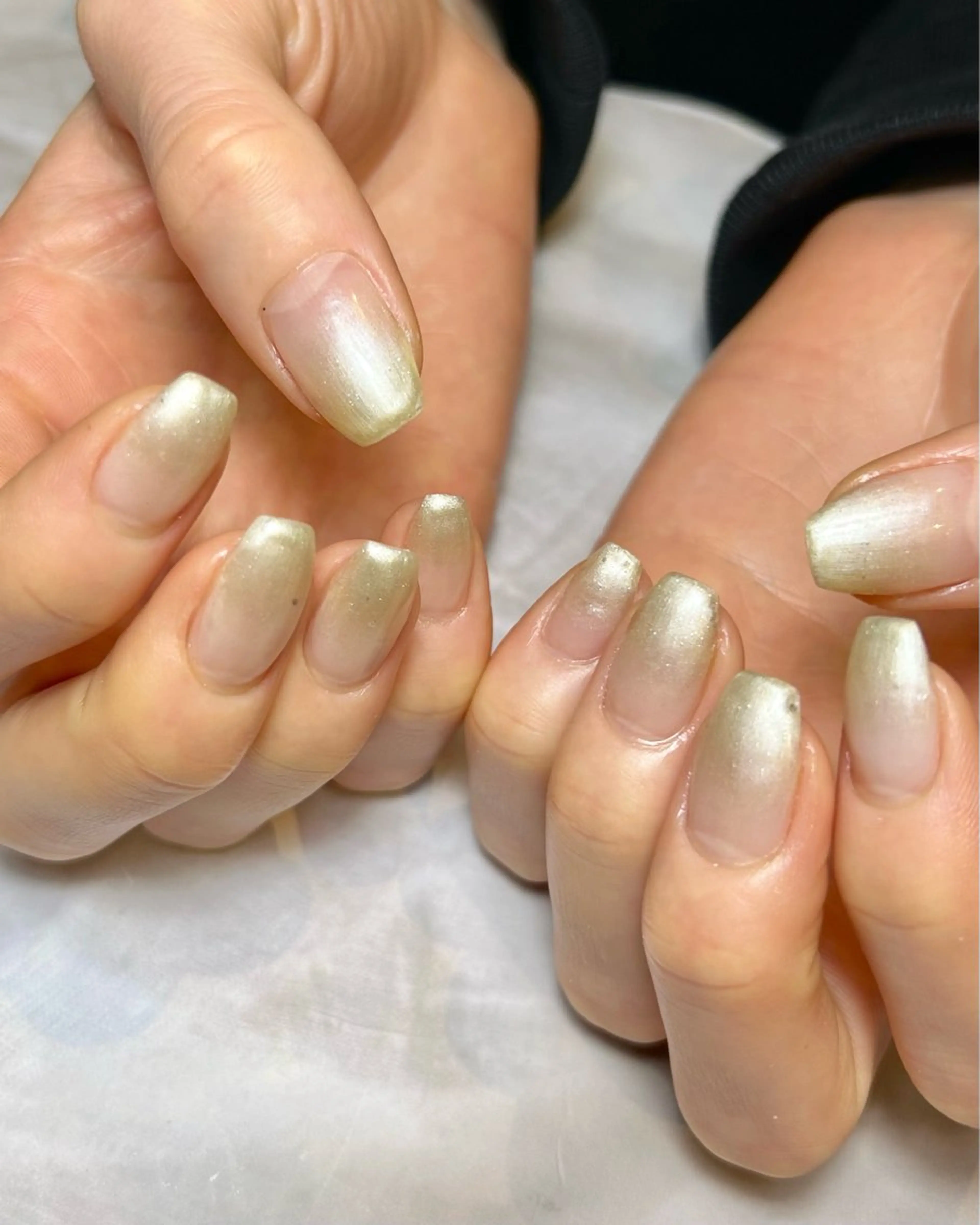 ネイル グラデーション グリーン シンプルネイル ハンドネイル Reflection marikoのネイルデザイン