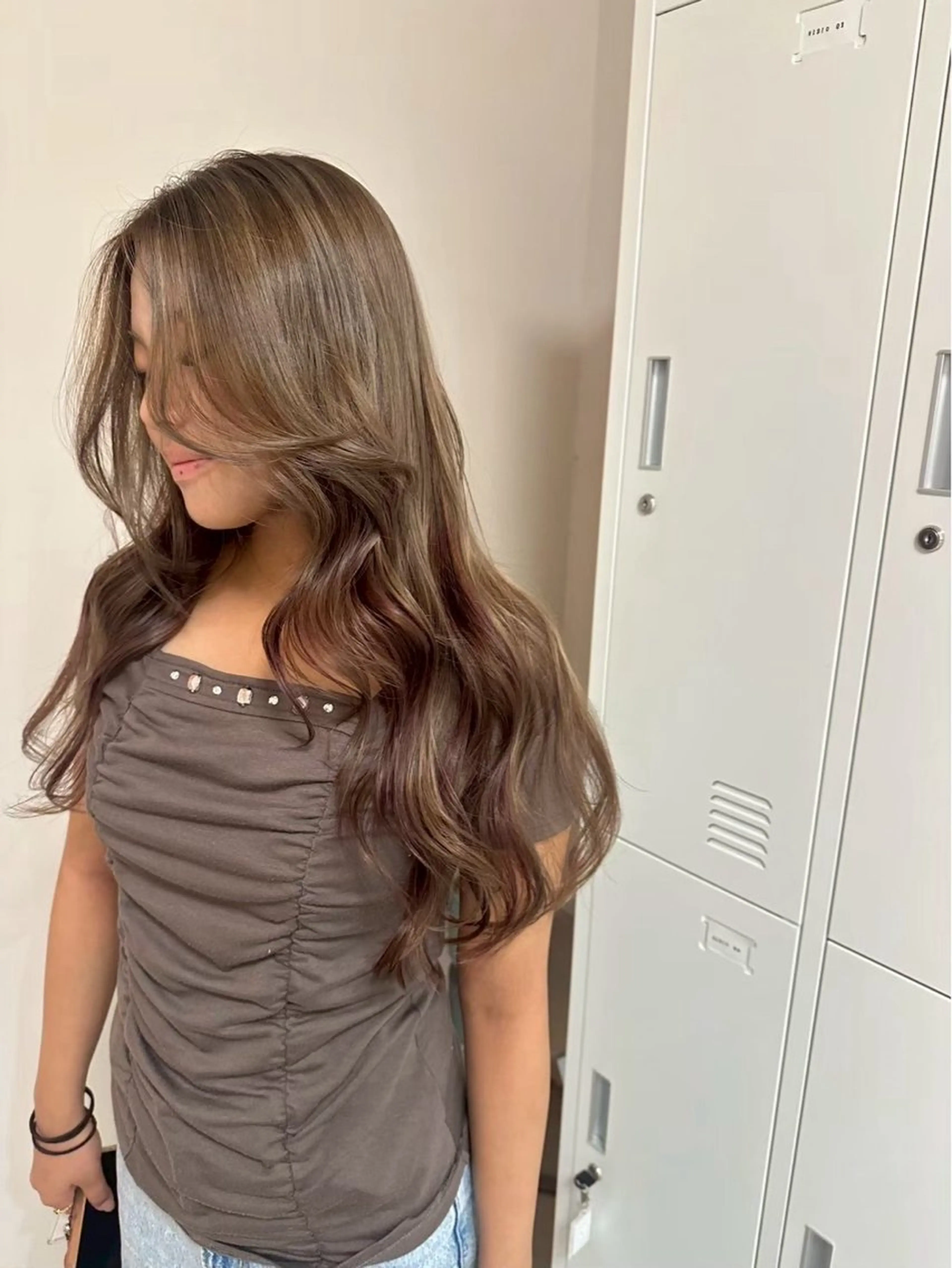 ロング ボブ 顔周りカット 韓国風ヘア レイヤーカット ロング ヘアカラー わたる /カットモデル募集のヘアスタイル