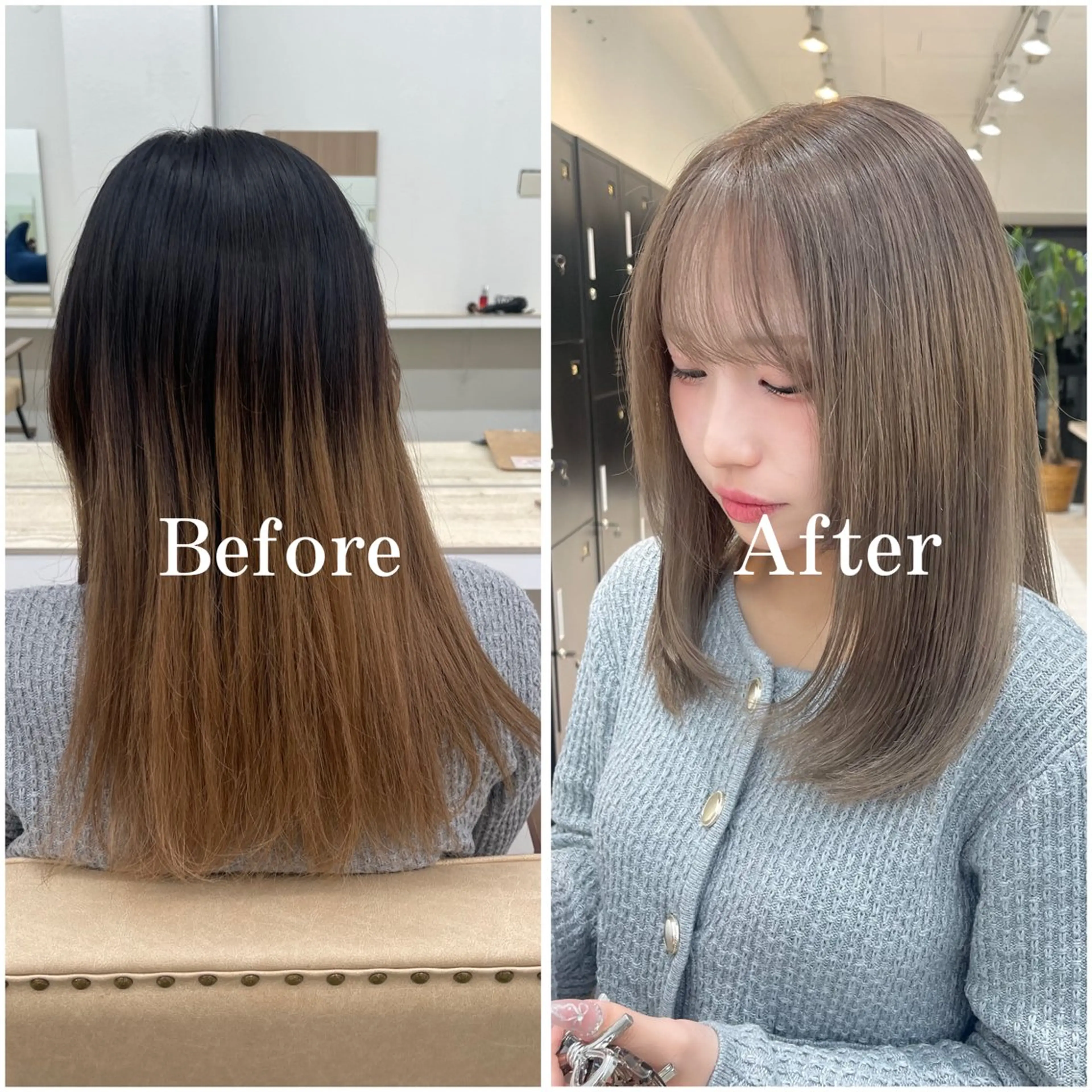ロング カラー ブリーチ デザインカラー 似合わせカット 縮毛矯正 ヘアカラー ムラ修正/ ハイトーン💖Riaのヘアスタイル