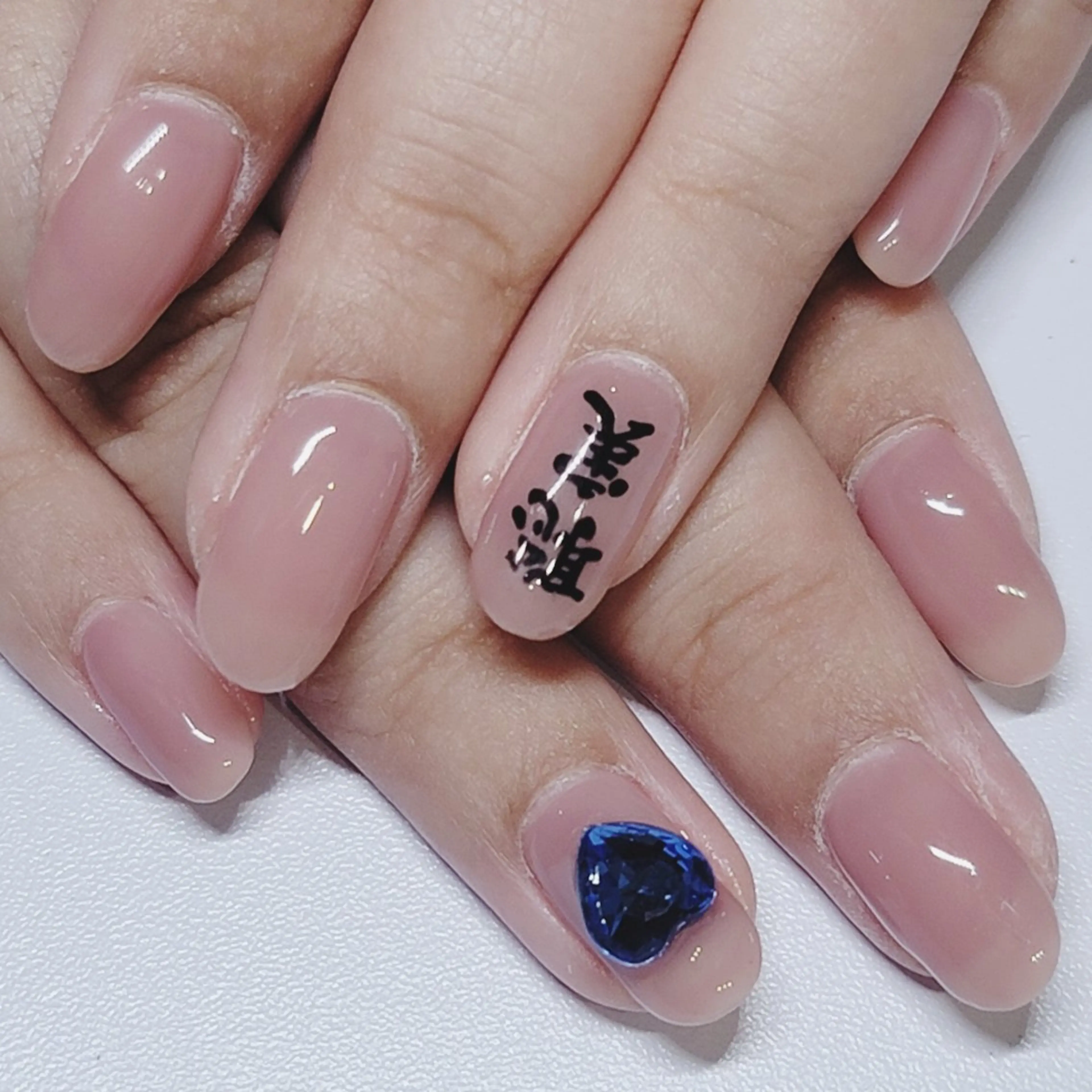 ネイル アートネイル ブルー ハート ワンカラーネイル ハンドネイル よしだ ひろきのネイルデザイン