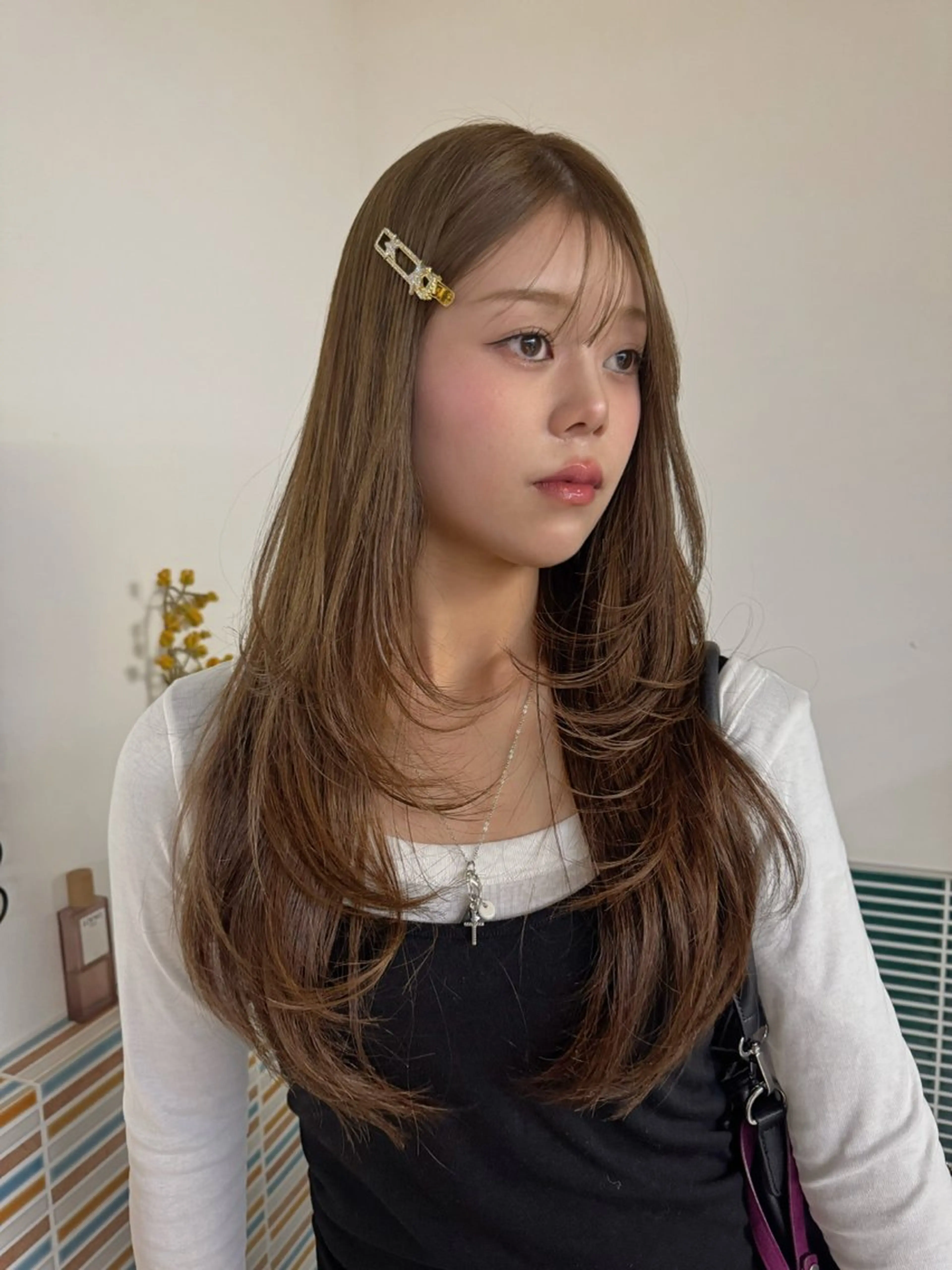 ロング ヘアカラー 縮毛矯正/ブリーチ なしWカラー/みゆのヘアスタイル