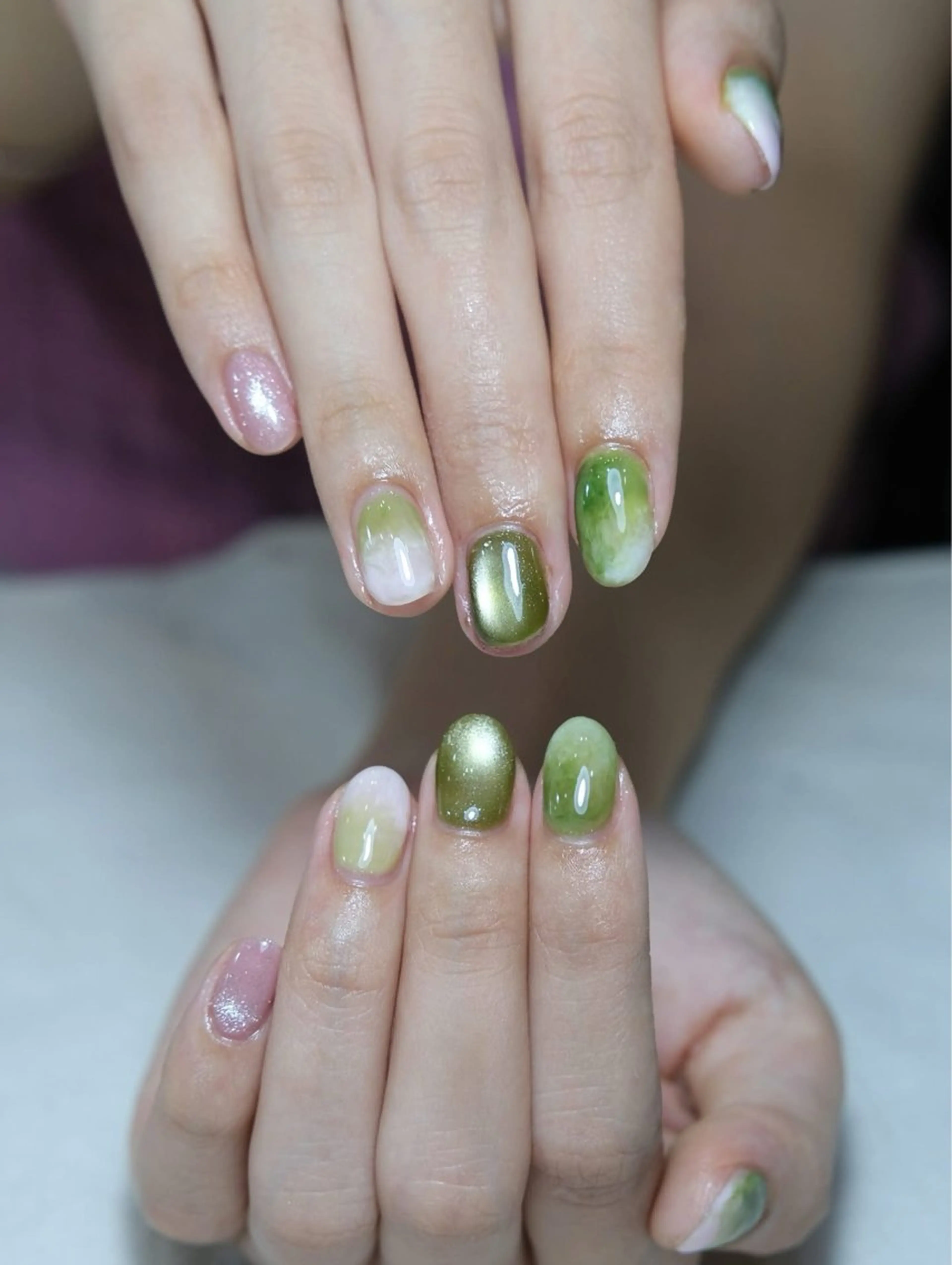 ネイル マグネットネイル ミラーネイル ワンカラーネイル Trang An Nail Salon所属・チャン アンのネイルデザイン