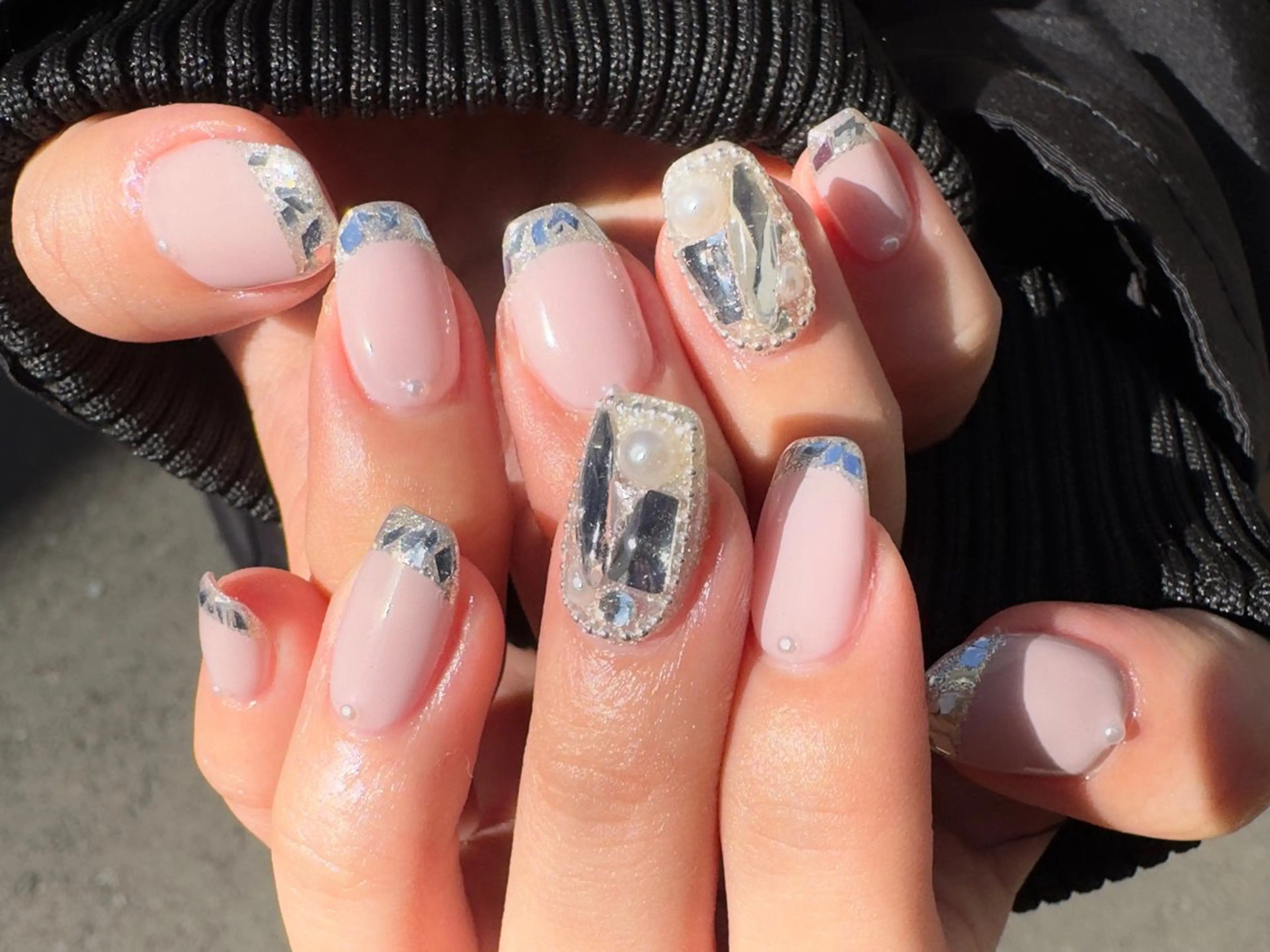 ネイル 入学式 フレンチネイル ガラスフレンチ 卒業式 MH_ Nailのネイルデザイン