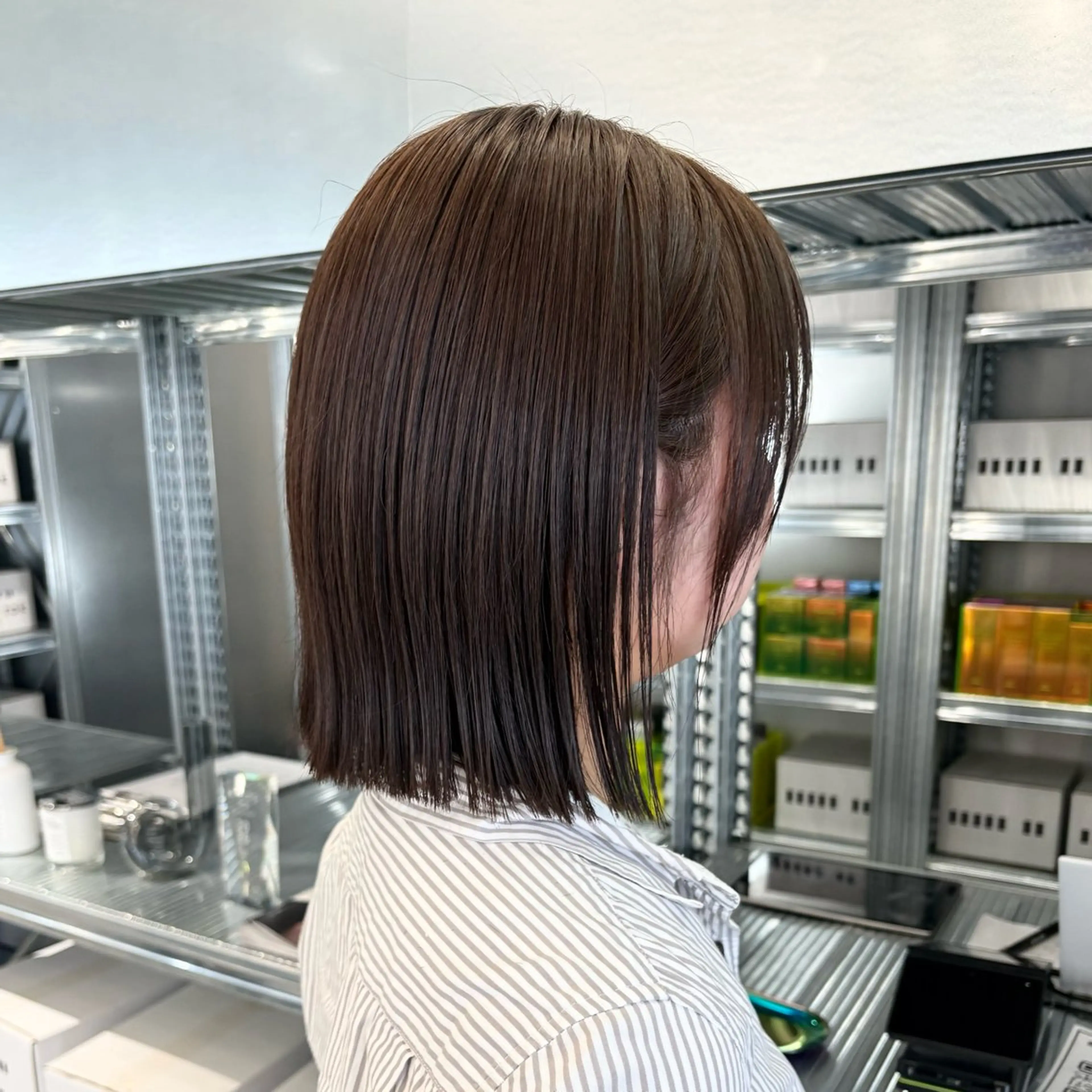 ミディアム カラー カット ヘアカラー トリートメント ✨縮毛矯正/ボブ✨ 佐藤 さくらのヘアスタイル