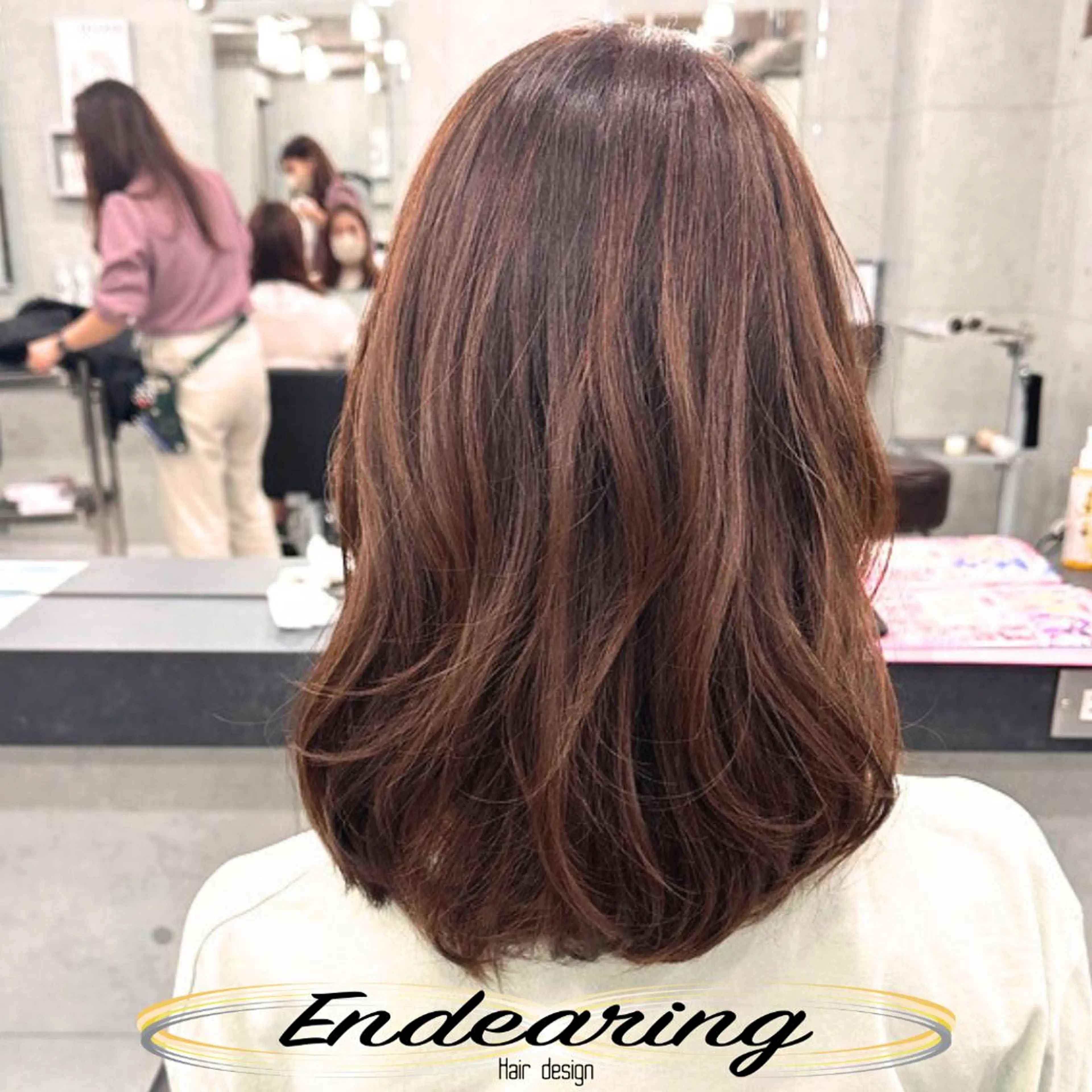 セミロング ボブ 小顔カット カット ヘアカラー Endearing 銀座/レイヤーカットのヘアスタイル