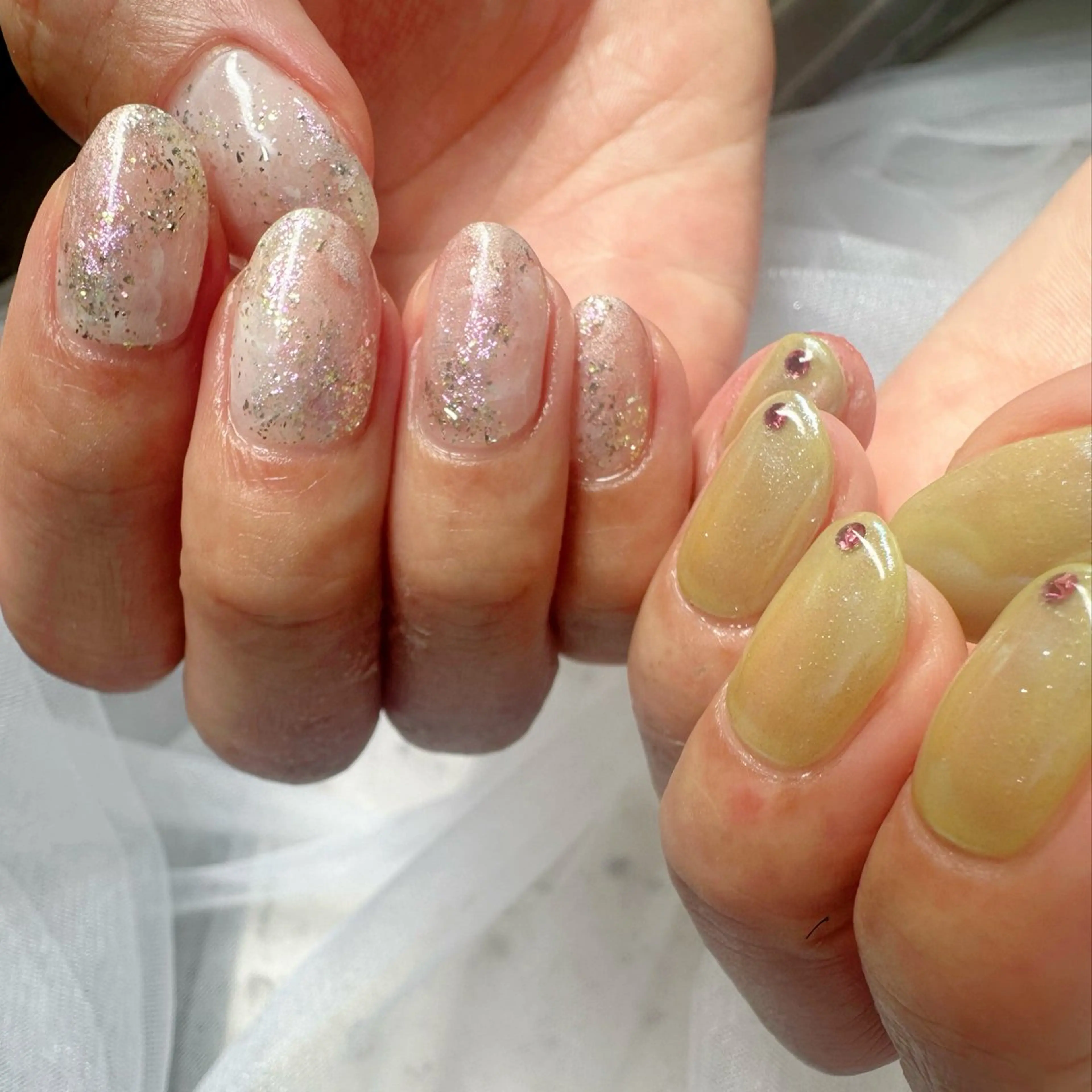 ネイル オーロラネイル クリアネイル 氷ネイル・うるうるネイル 韓国ネイル ニュアンスネイル 🪞KAPE NAIL 🪞のネイルデザイン